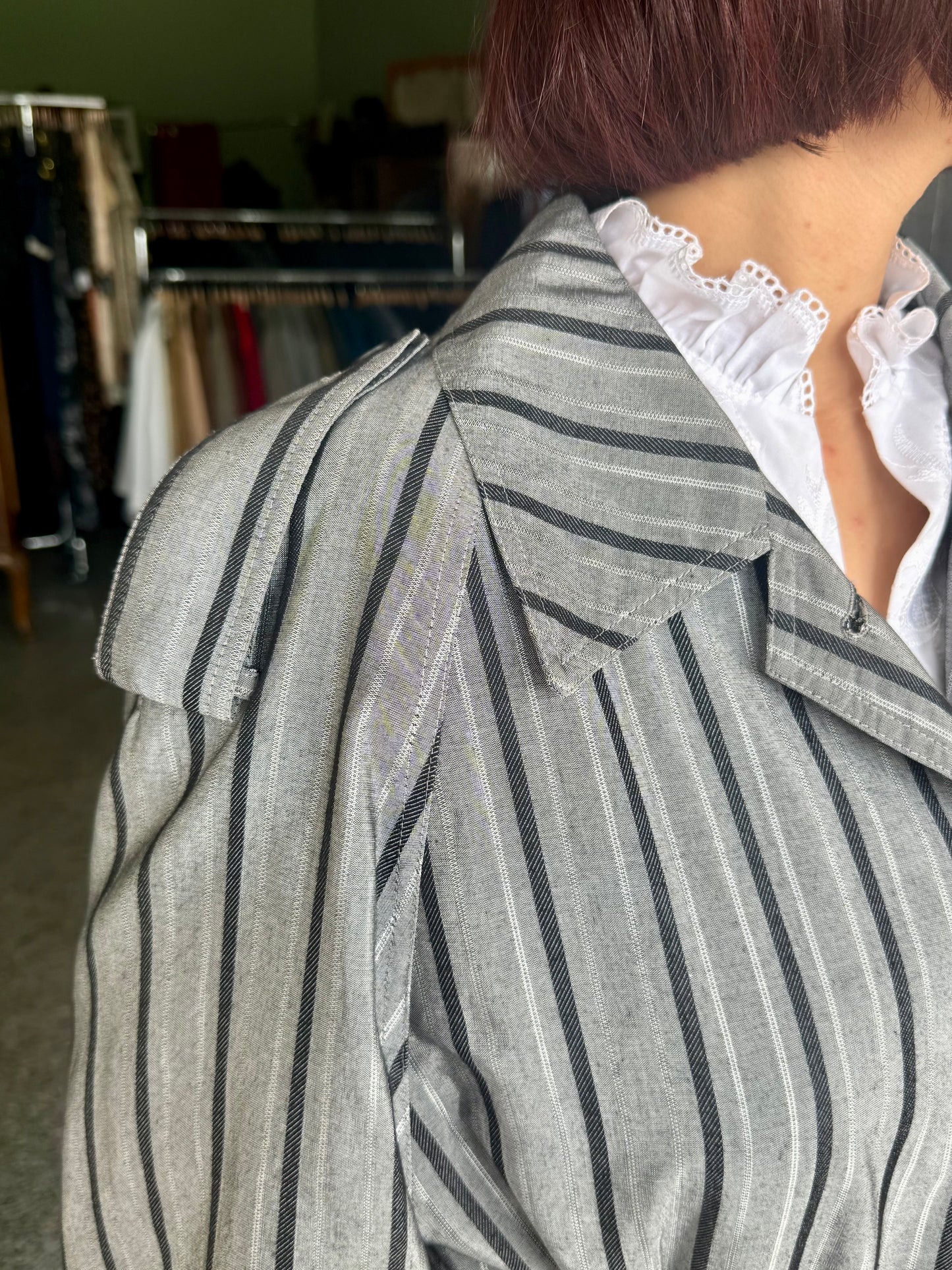 Trench anni ‘80 gessato grigio - TG. 44 - 50