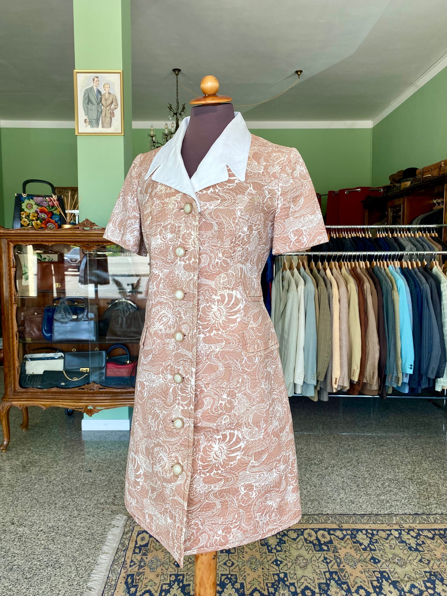 Abito anni ‘60 in broccato di cotone - TG. 42