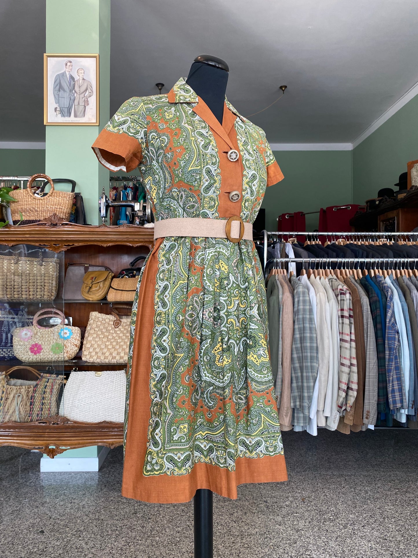 Abito fine anni ‘50 fantasia cashmere - TG. 40