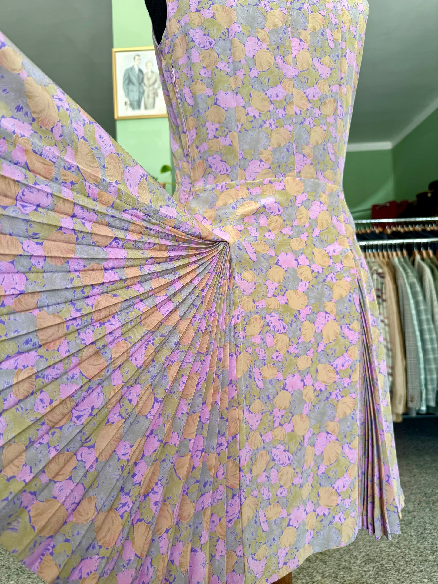 Abito anni ‘60 sartoriale con pieghe a fisarmonica - TG. 42/44 circa