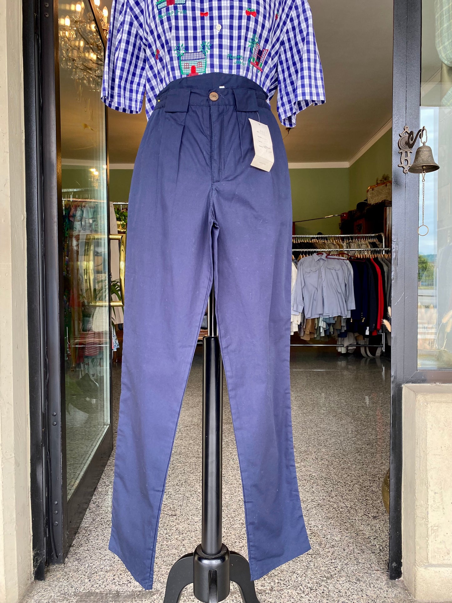Pantaloni in cotone blu nuovi fondo di magazzino - TG. 38