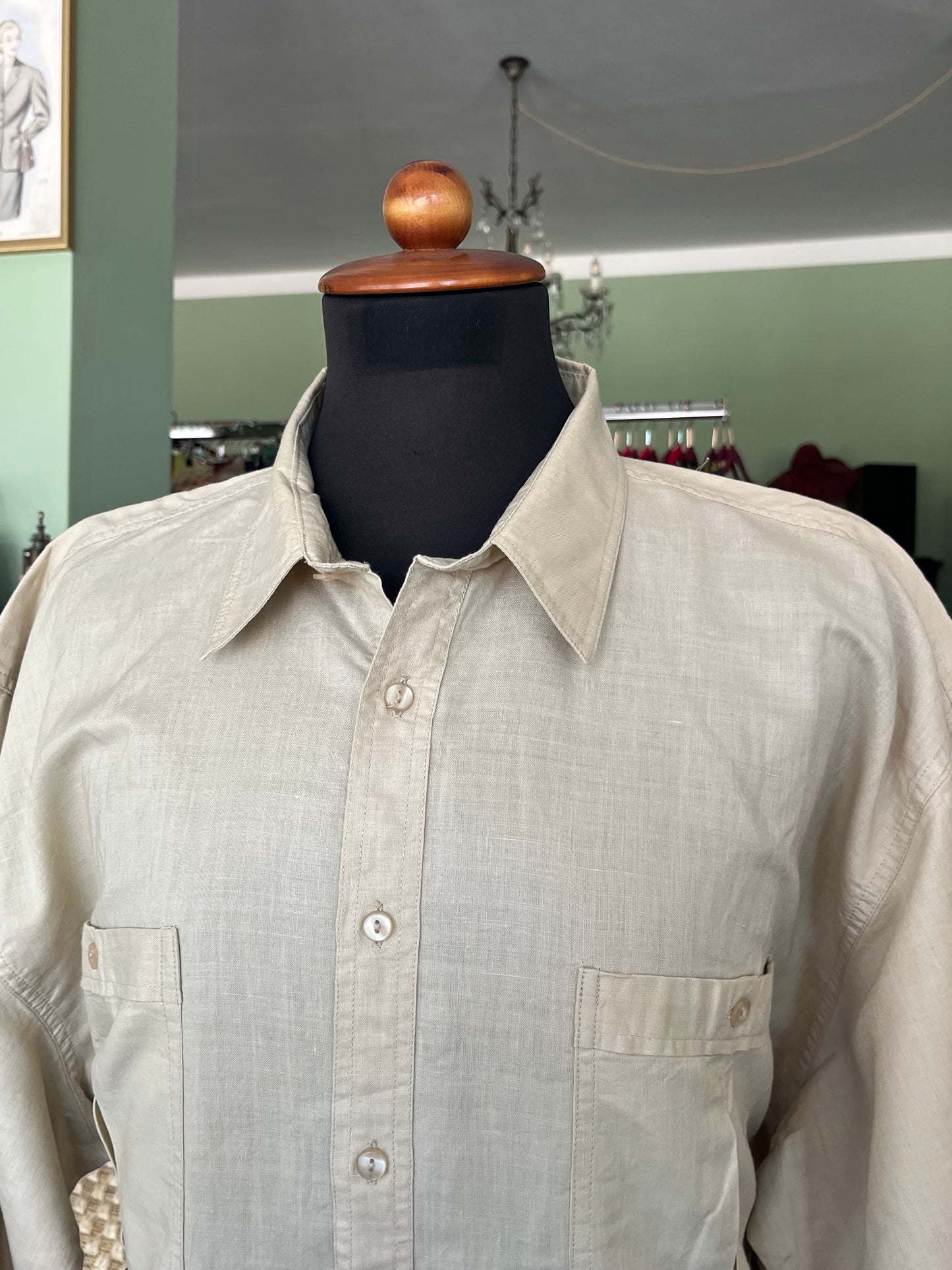 Camicia a maniche corte lino XL-XXL