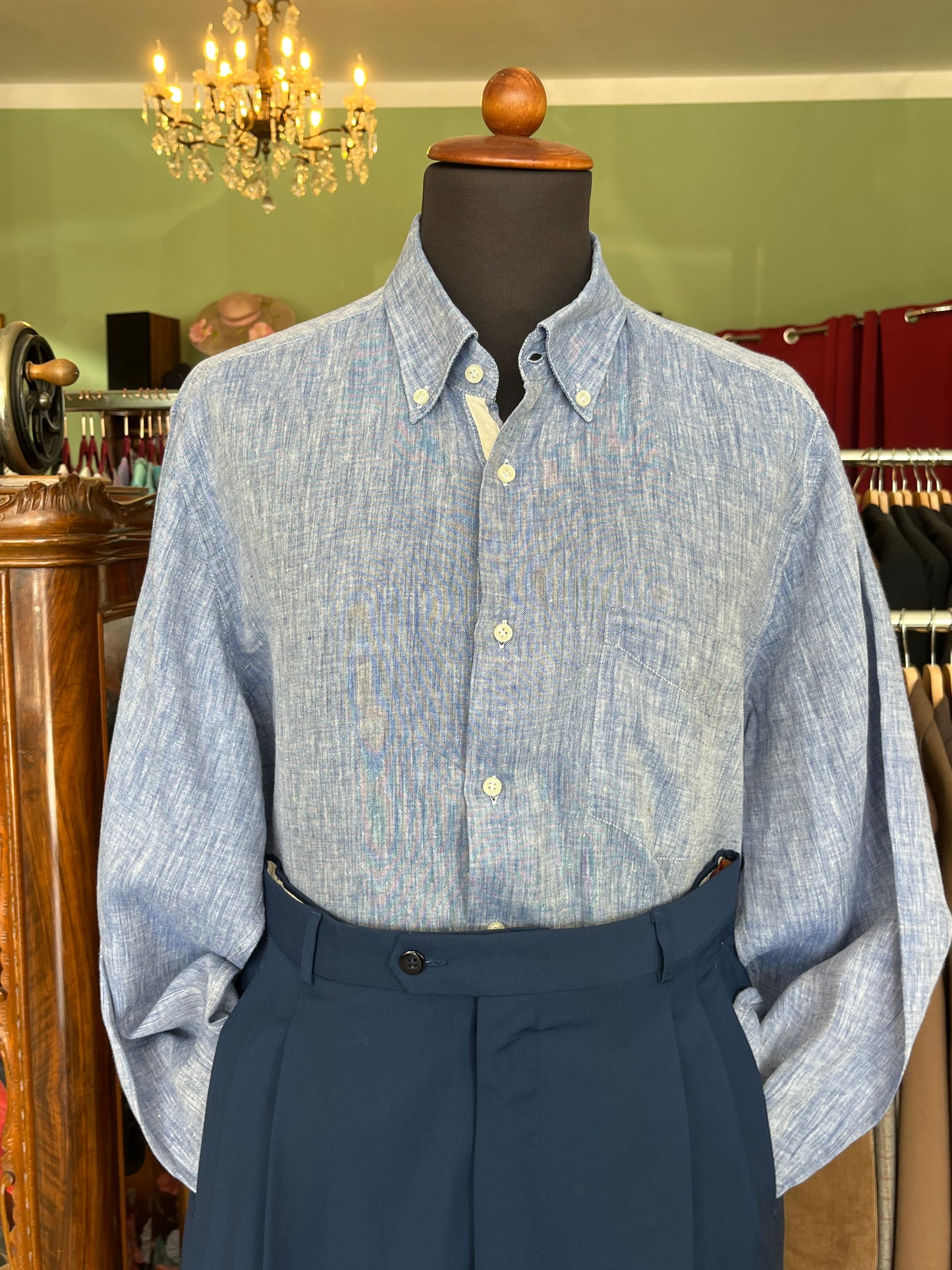 Camicia puro lino button-down tg. L-XL