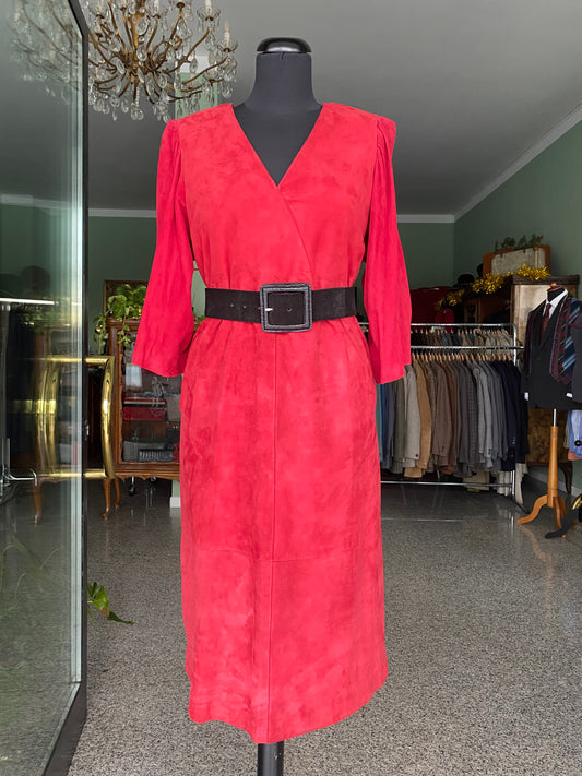 Abito rosso in camoscio - TG. 42/44 circa
