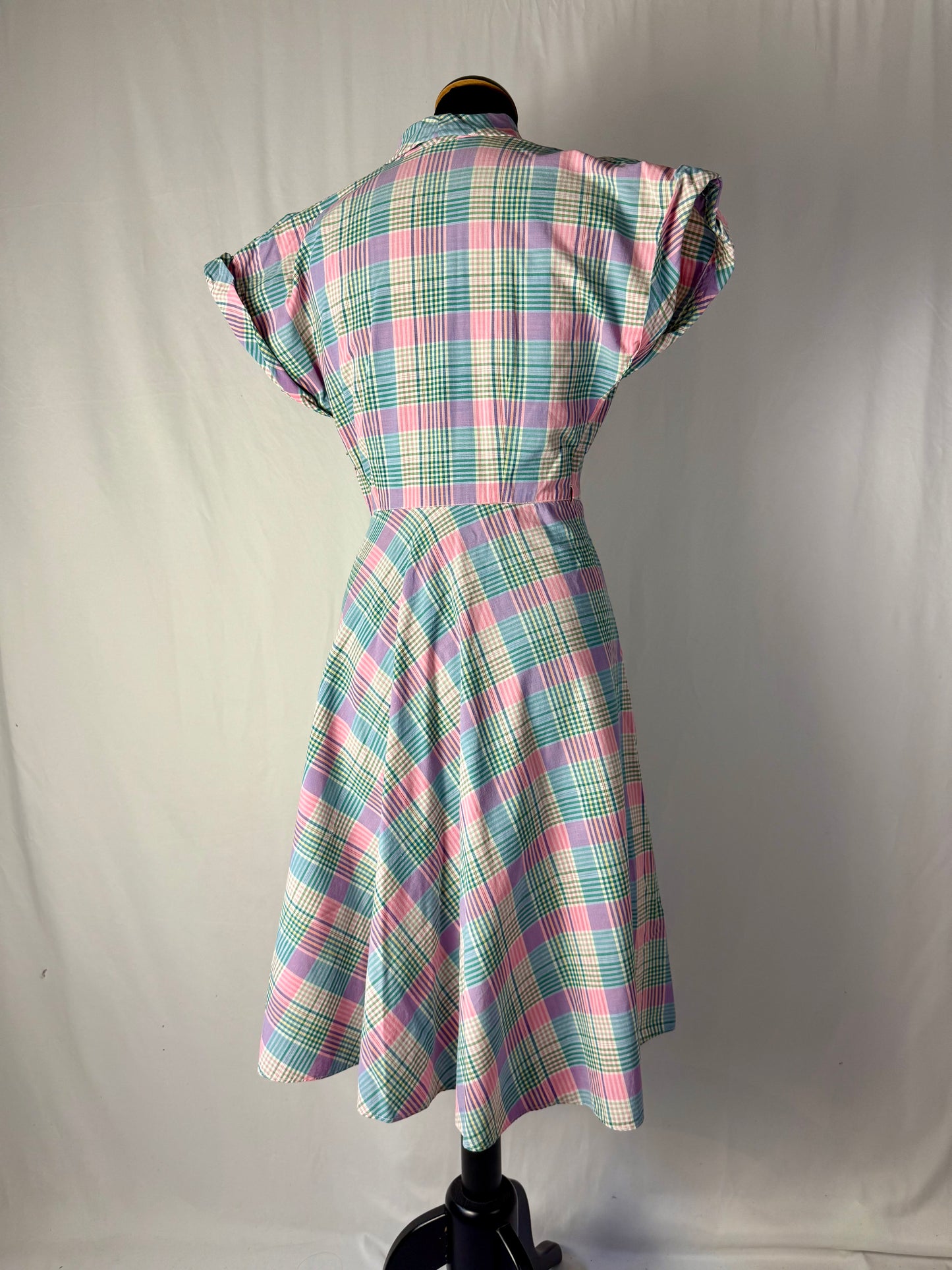 Abito anni ‘50 fantasia scozzese colori pastello – TG. 40