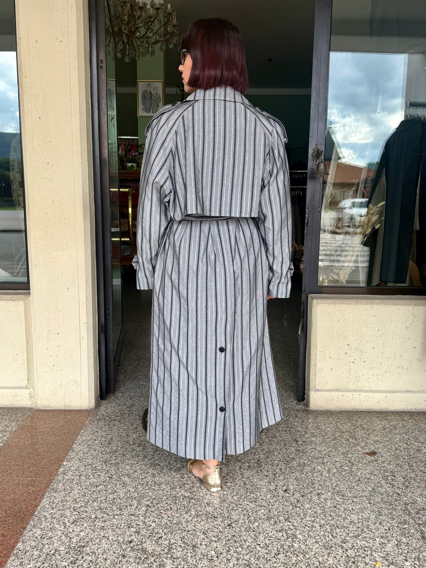 Trench anni ‘80 gessato grigio - TG. 44 - 50
