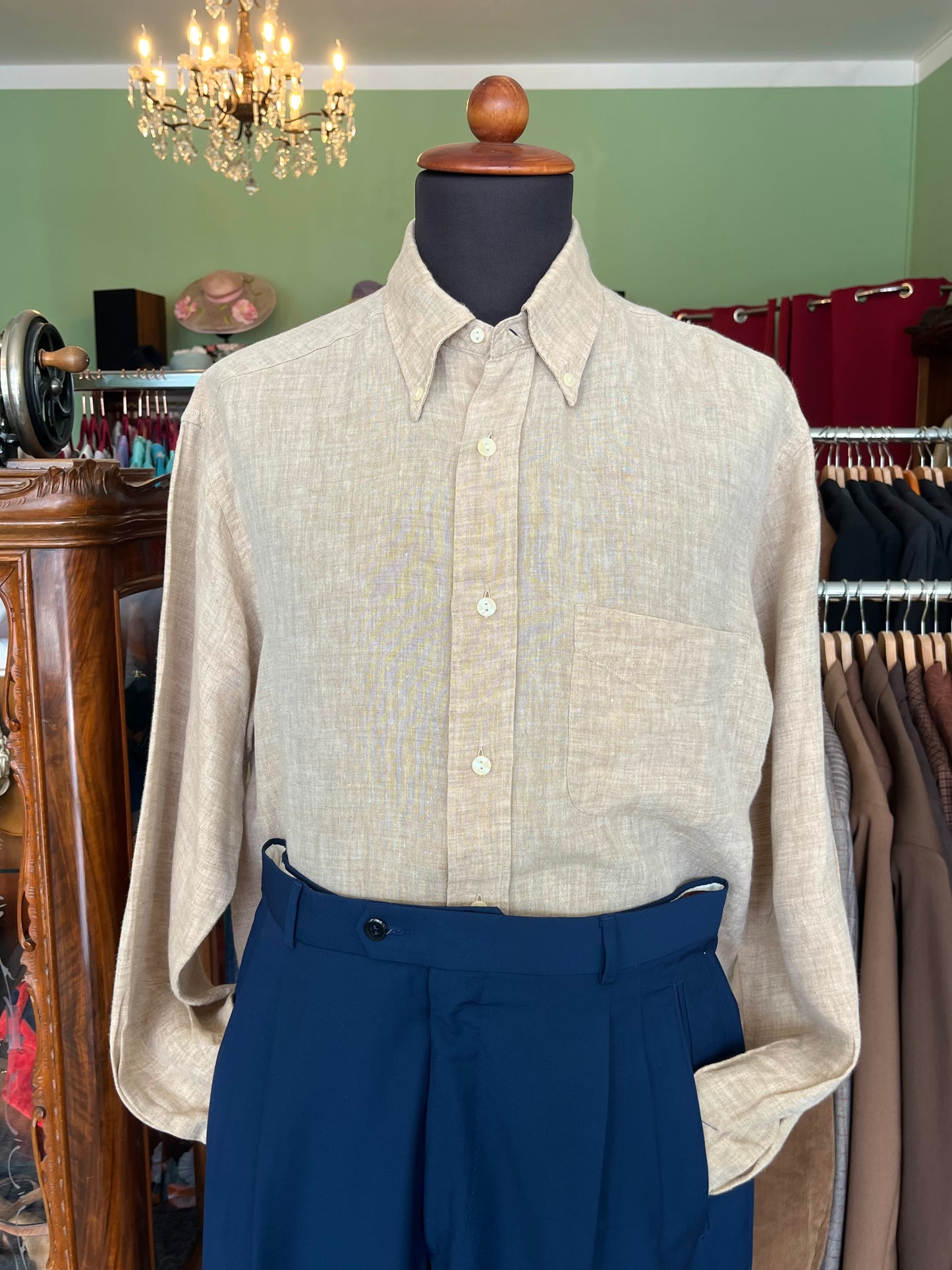Camicia puro lino button-down tg. M-L