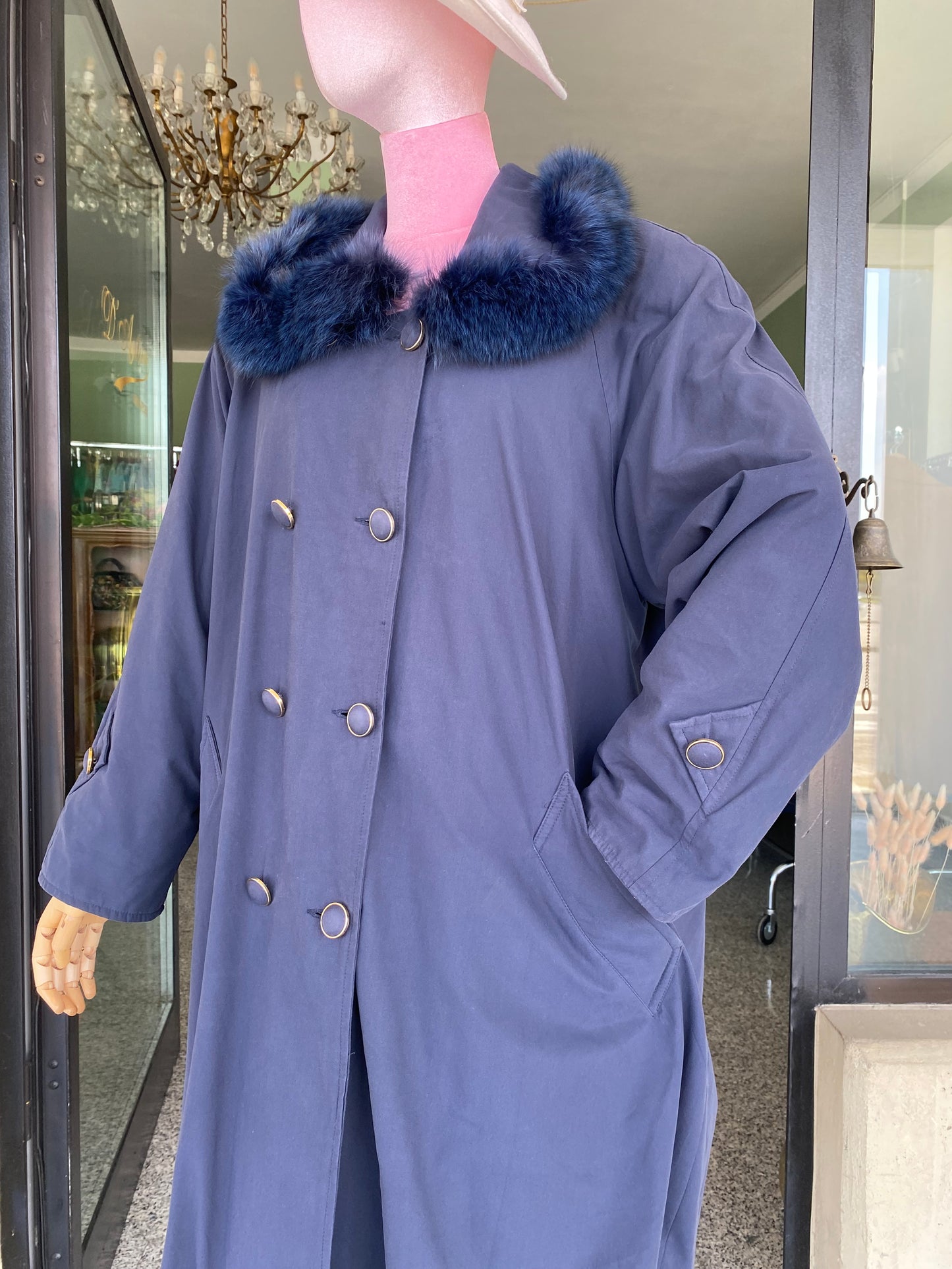 Trench blu con fodera in eco pelliccia - Per Roberta