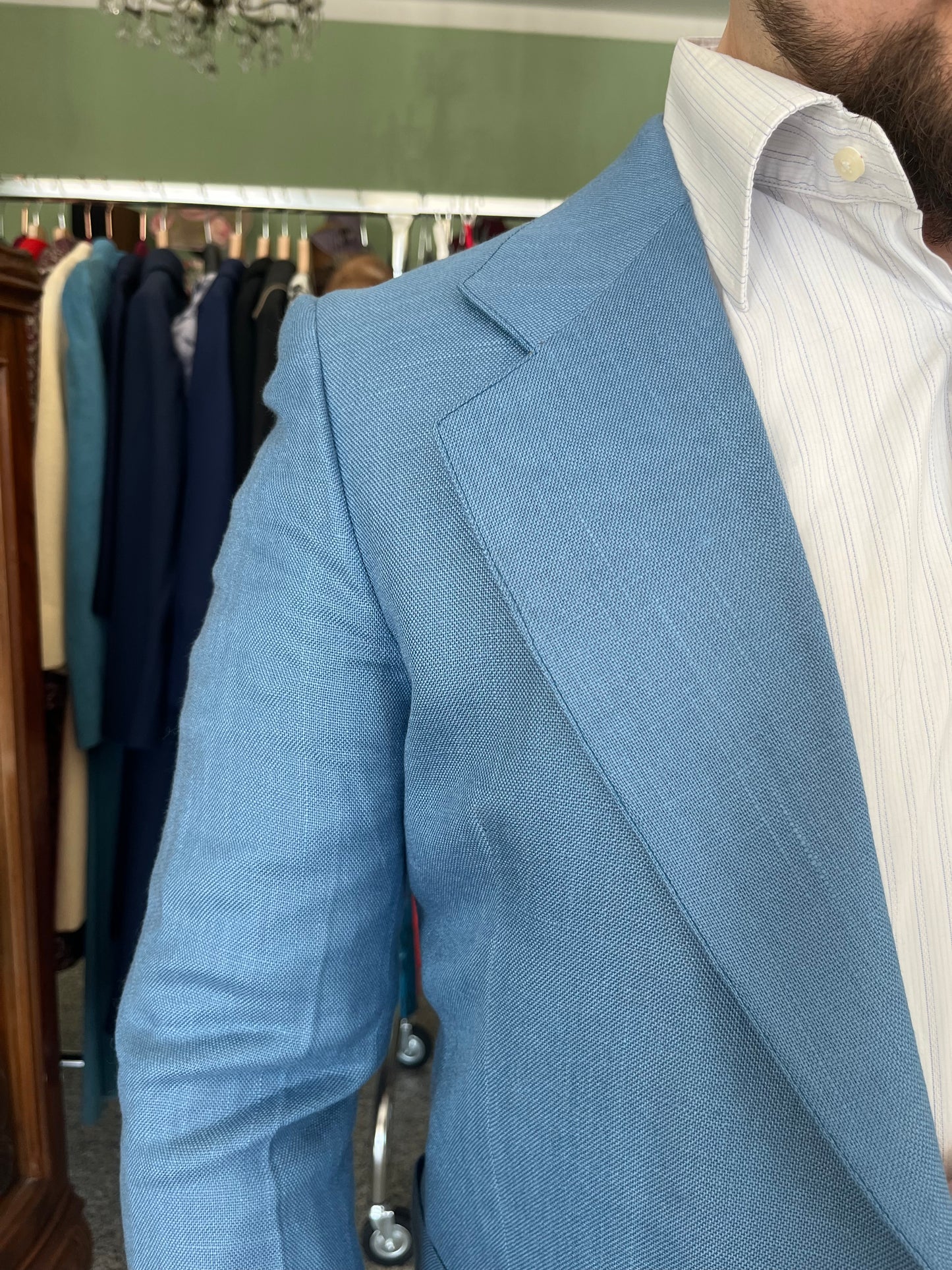 Giacca anni ‘70 cotone celeste 46-48