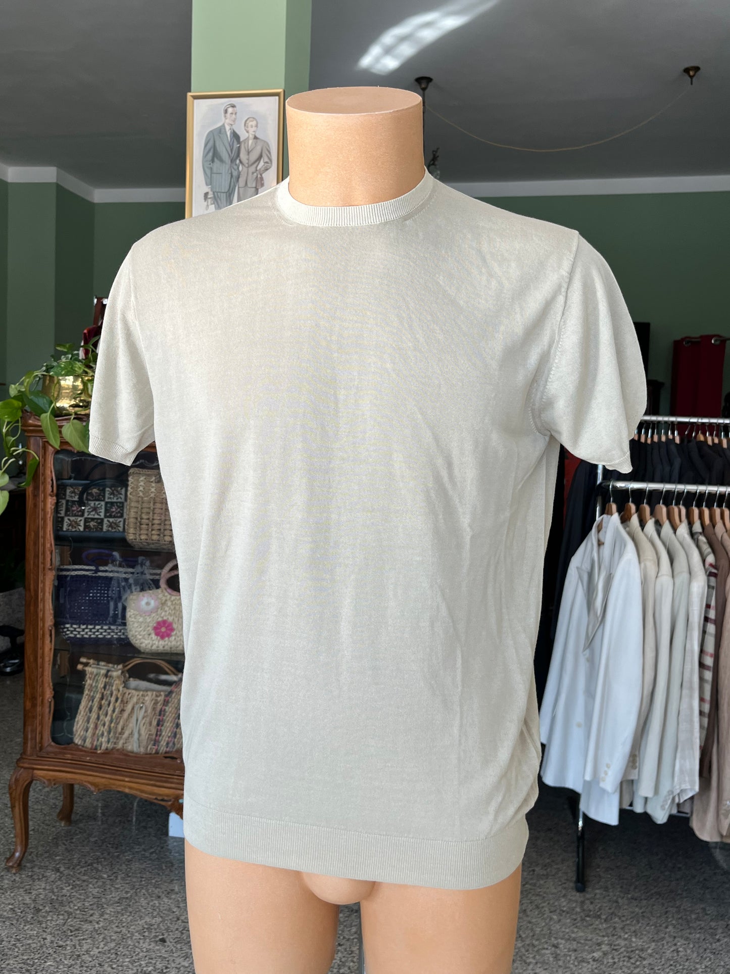 T-shirt a maniche corte cotone/lino tg. 50