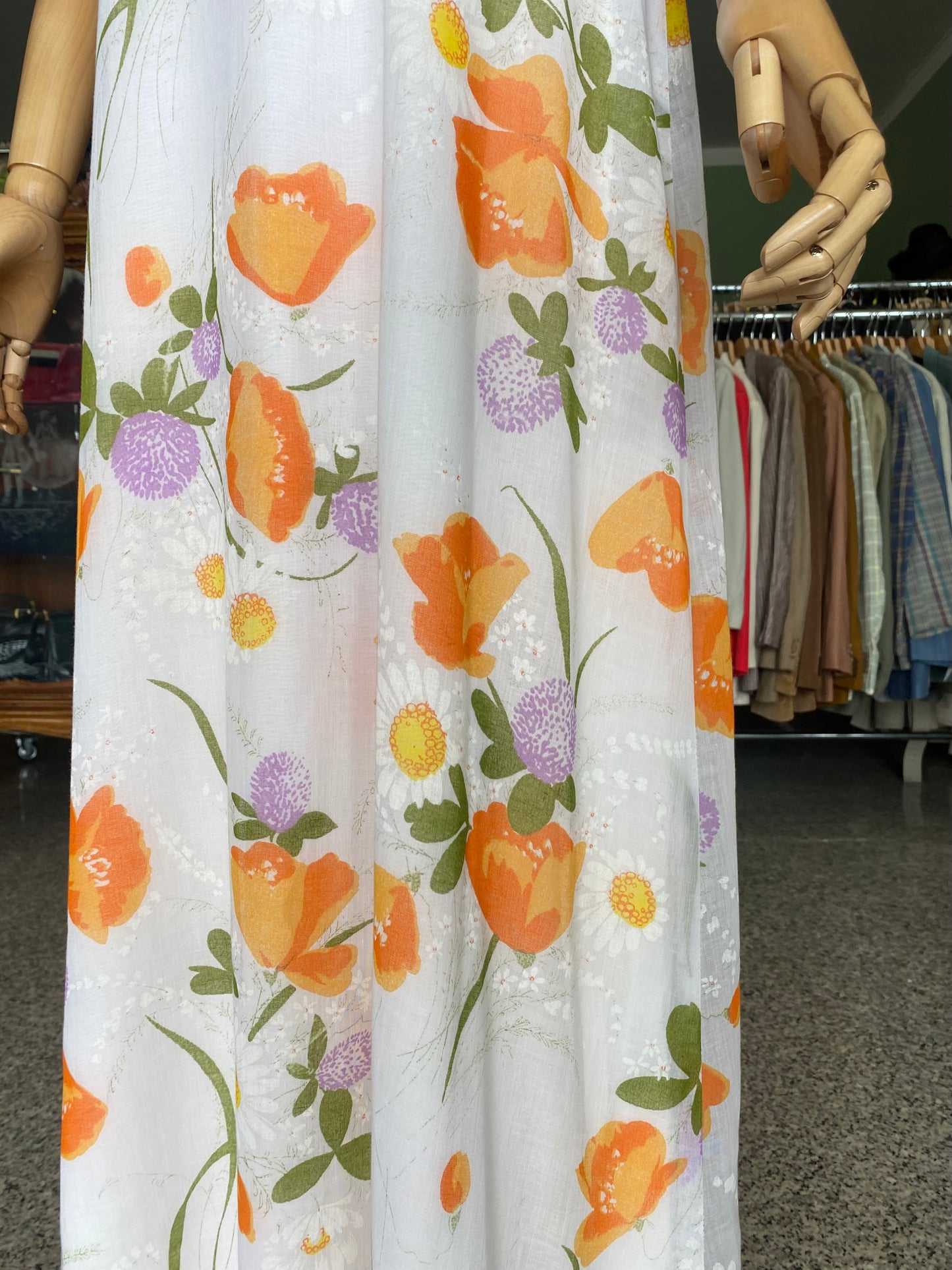 Fiori d’arancio – Maxi dress anni '70 dal sapore rinascimentale - TG. 42 circa