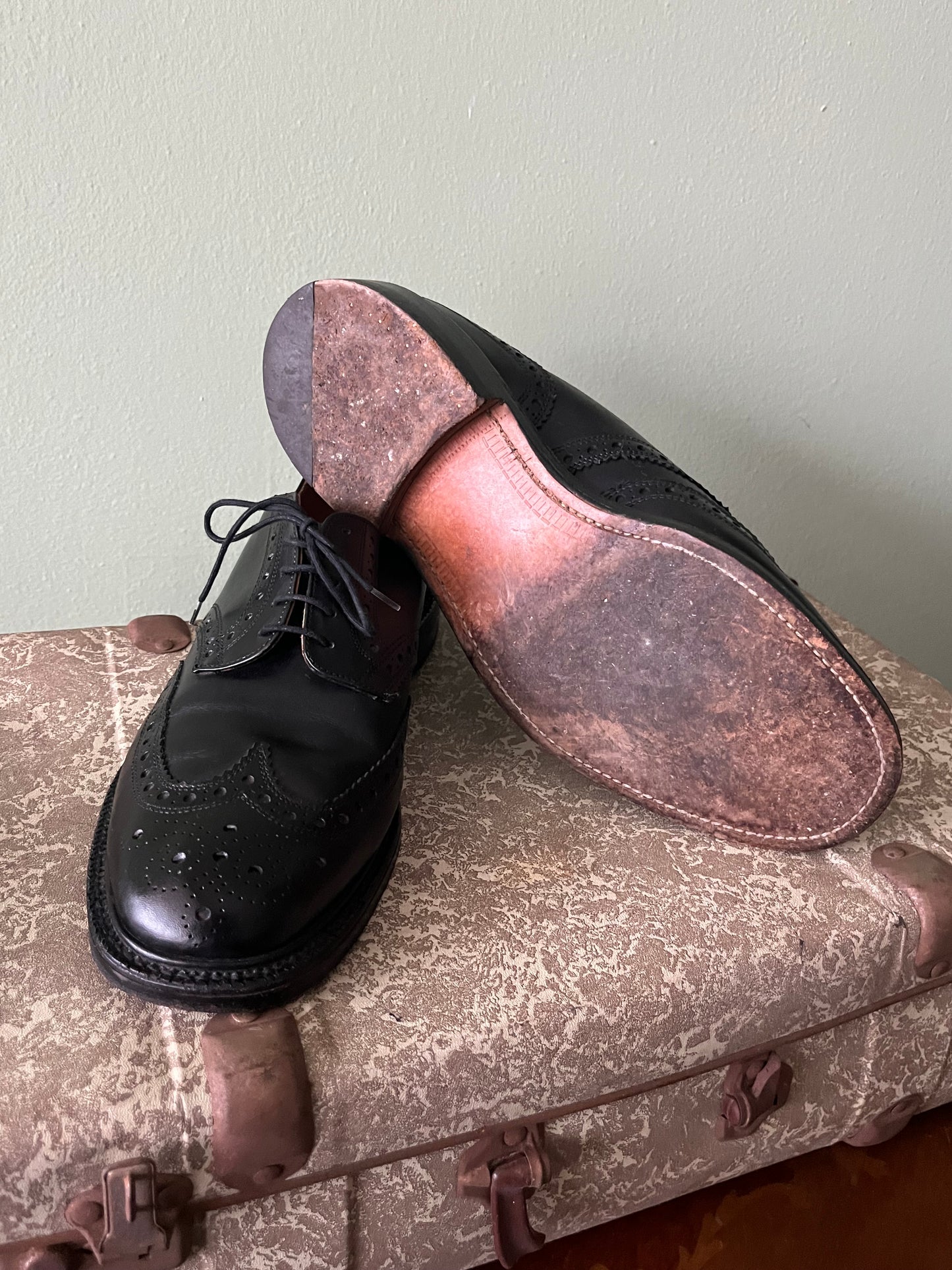 Scarpe derby brogue pelle nera tg. 45-46