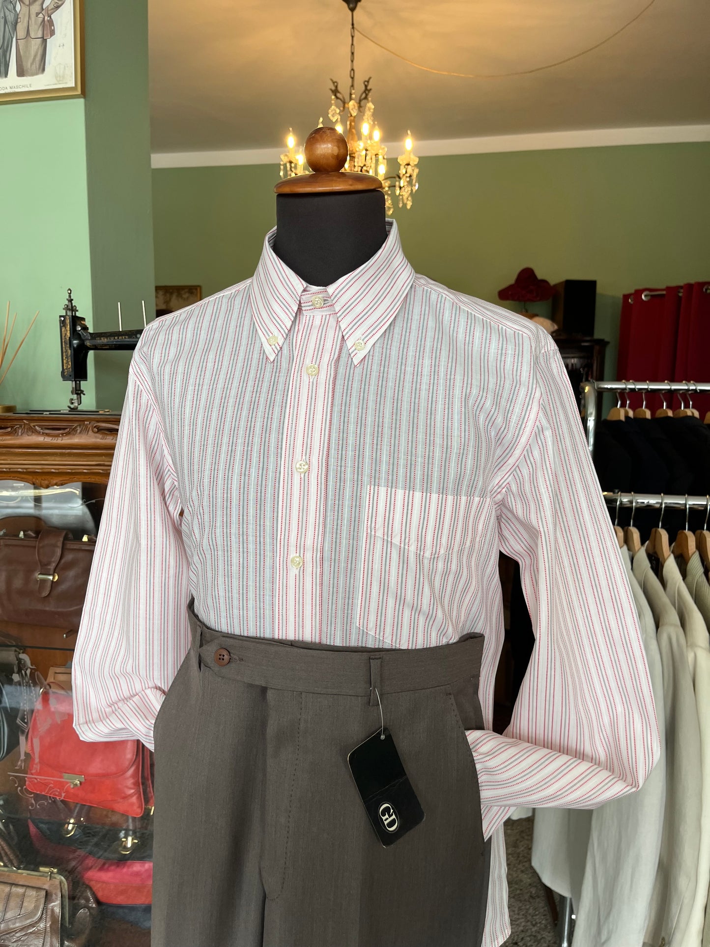Camicia anni ‘80 bianca e rossa tg. M