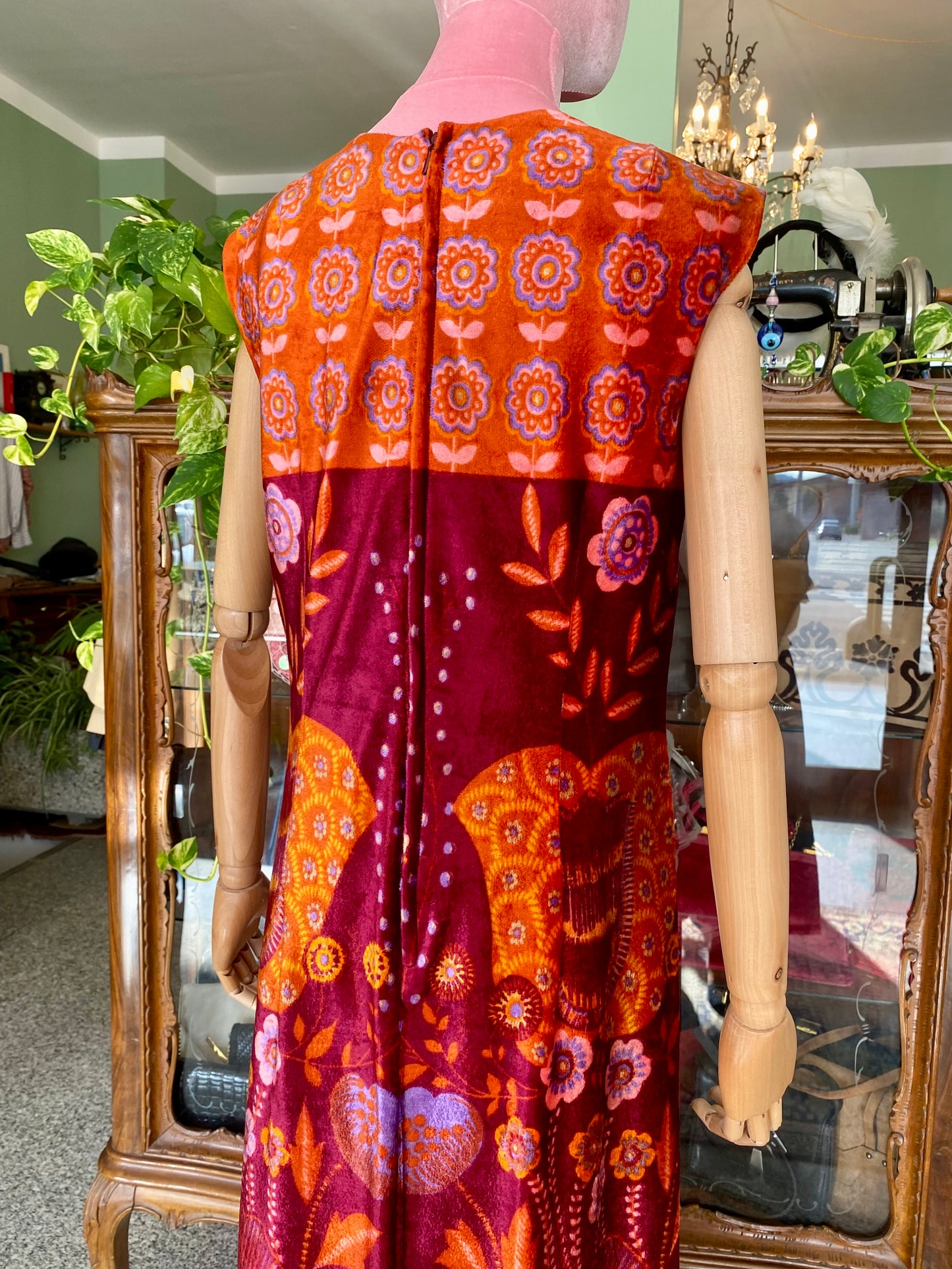 Maxi dress anni ‘70 in velour - TG. 44