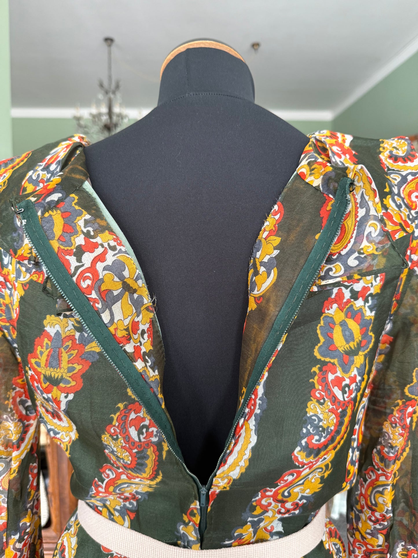 Abito in organza di seta stampata - Inizio anni ’70 - TG. 44