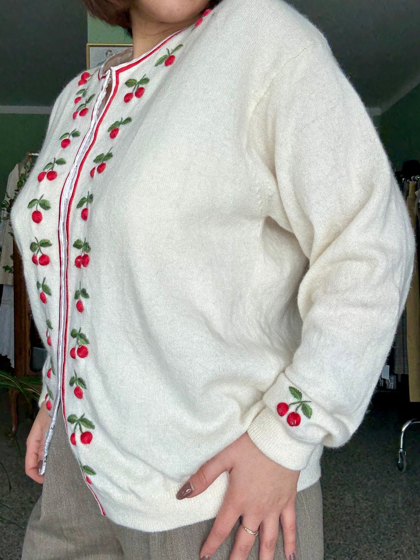 Cardigan tirolese bianco con ciliegie 🍒 - TG. 46/48