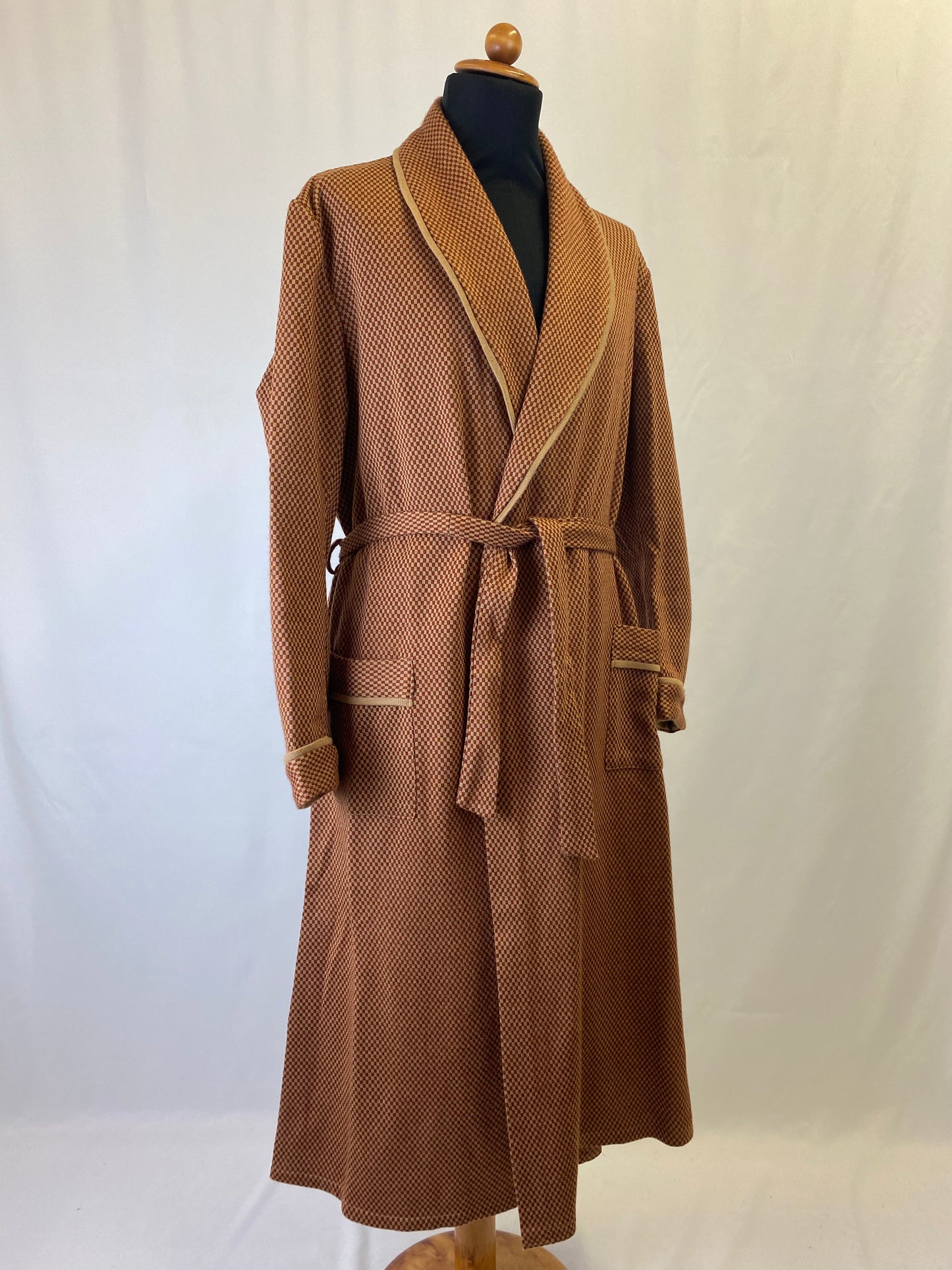 Vestaglia da camera beige a quadri M-L