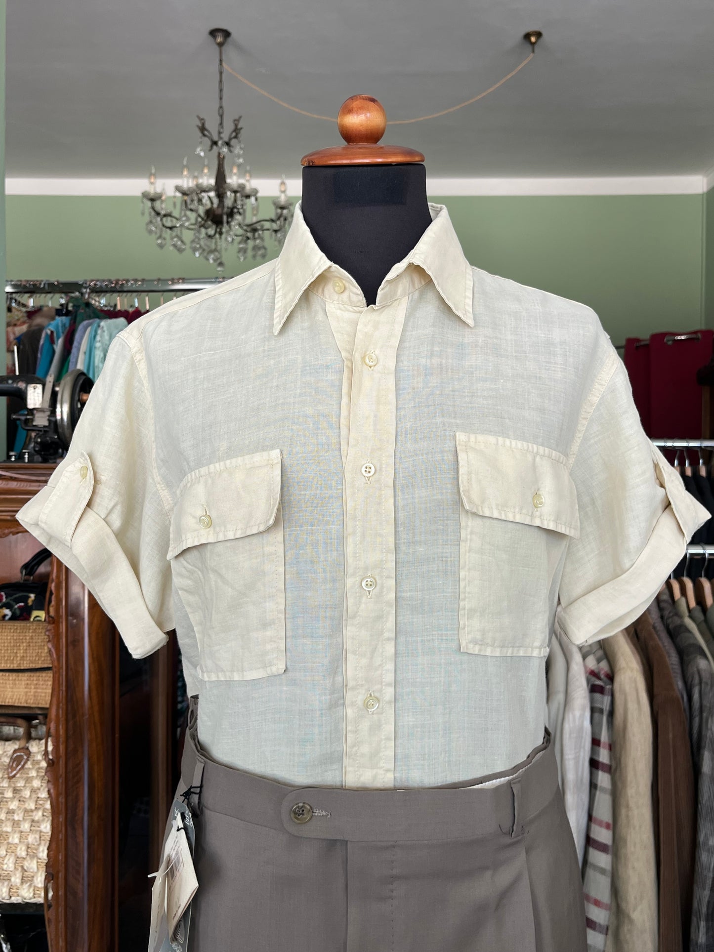 Camicia a maniche corte lino S-M