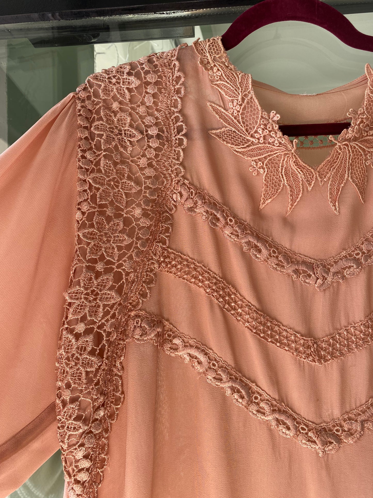 Camicia rosa pastello con pizzo - TG. 50/52