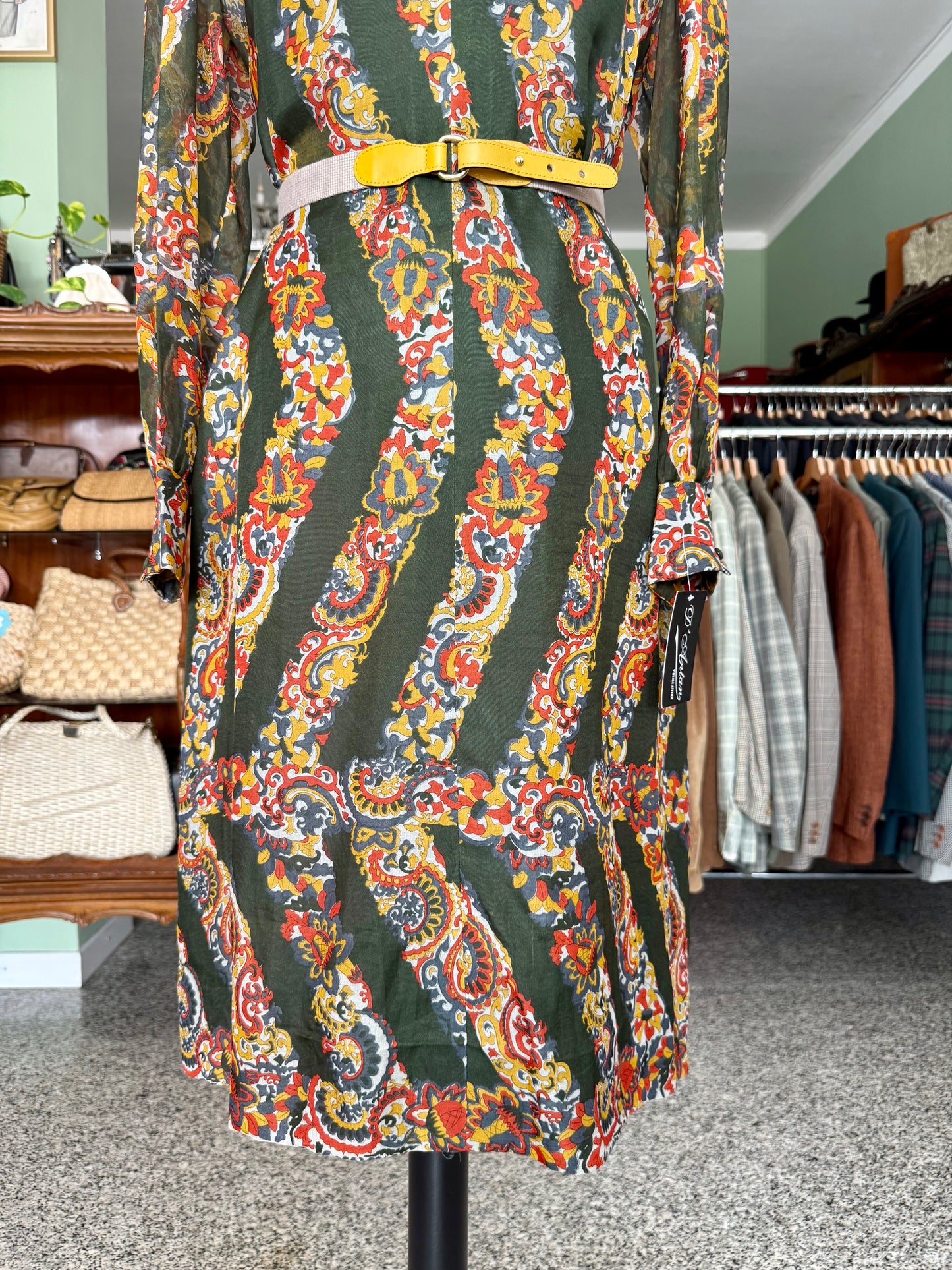 Abito in organza di seta stampata - Inizio anni ’70 - TG. 44