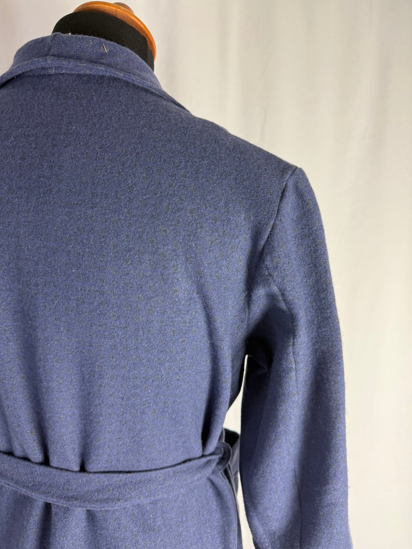 Vestaglia di lana blu con micro fantasia TG. S