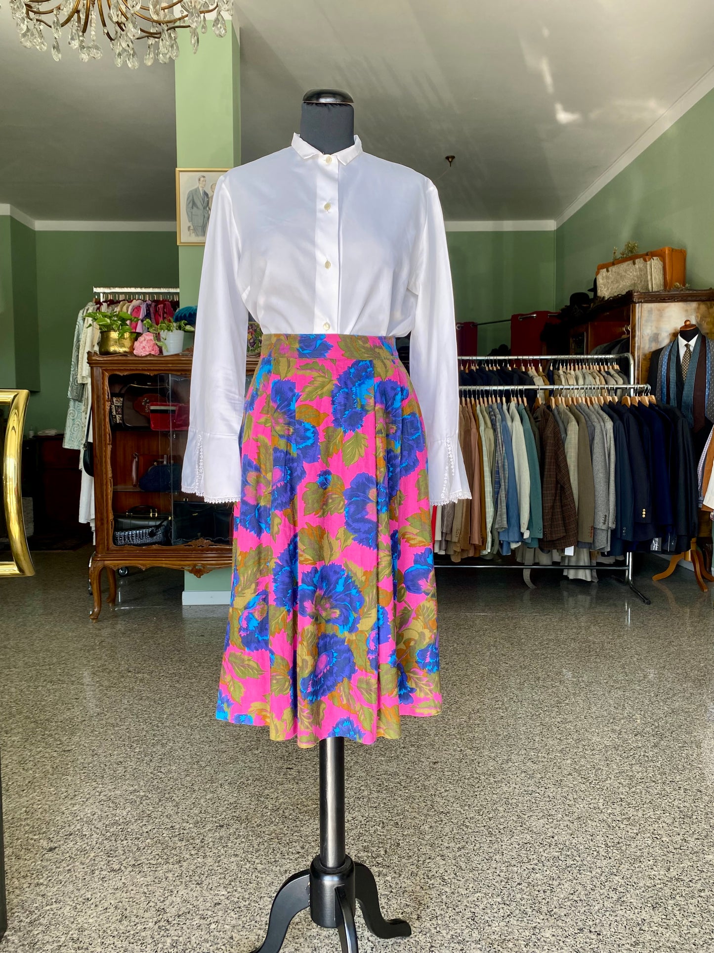 Gonna fucsia con fiori blu - TG. 46