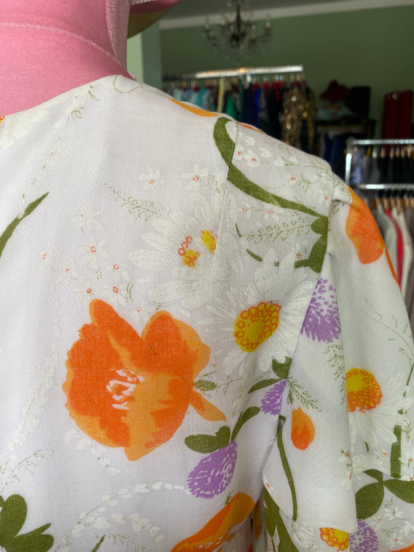 Fiori d’arancio – Maxi dress anni '70 dal sapore rinascimentale - TG. 42 circa