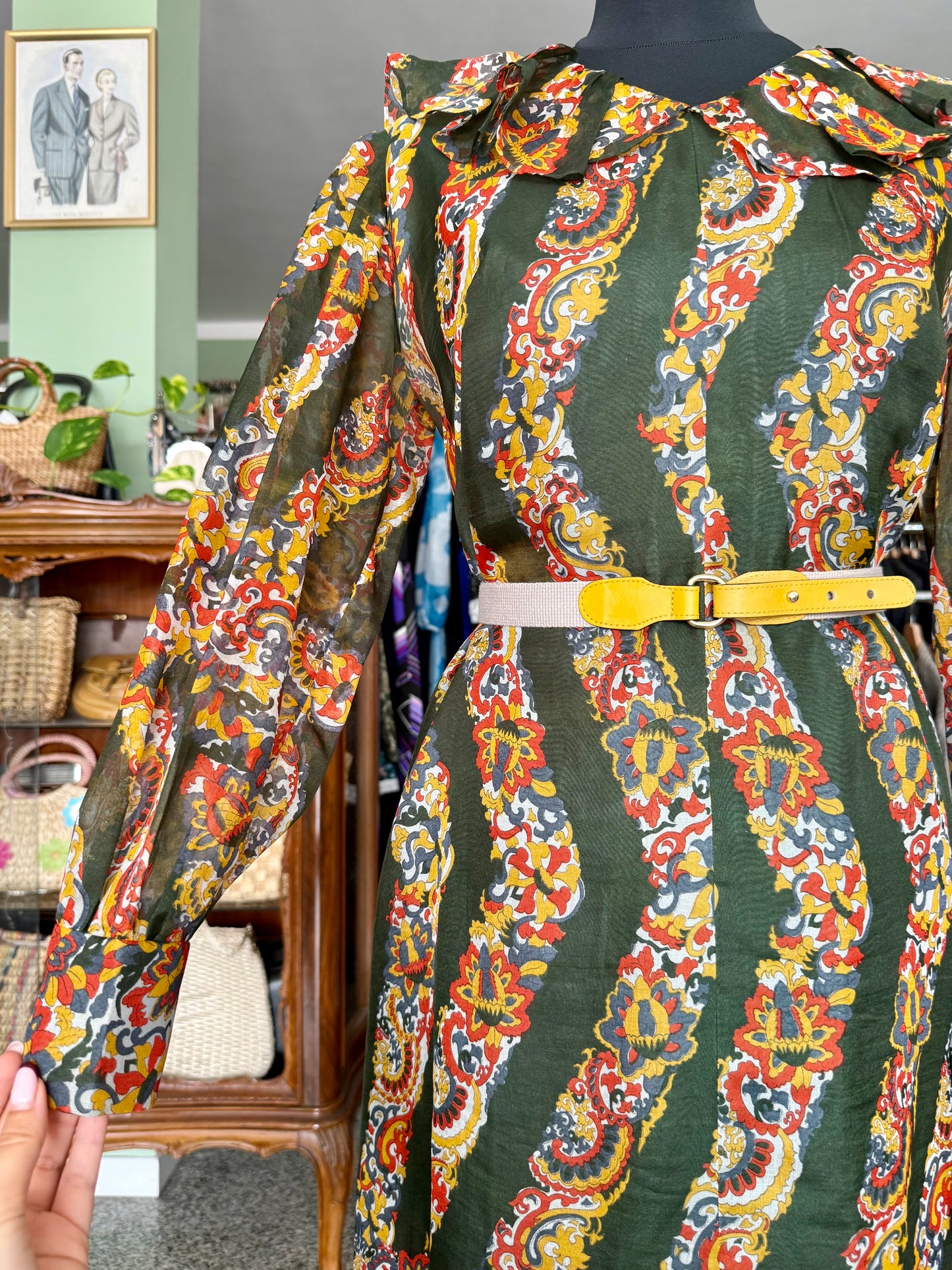 Abito in organza di seta stampata - Inizio anni ’70 - TG. 44