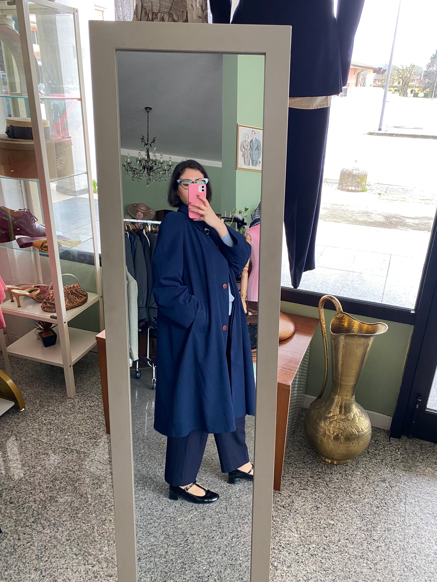 Trench blu navy con bottoni oro - TG. 44/46 circa