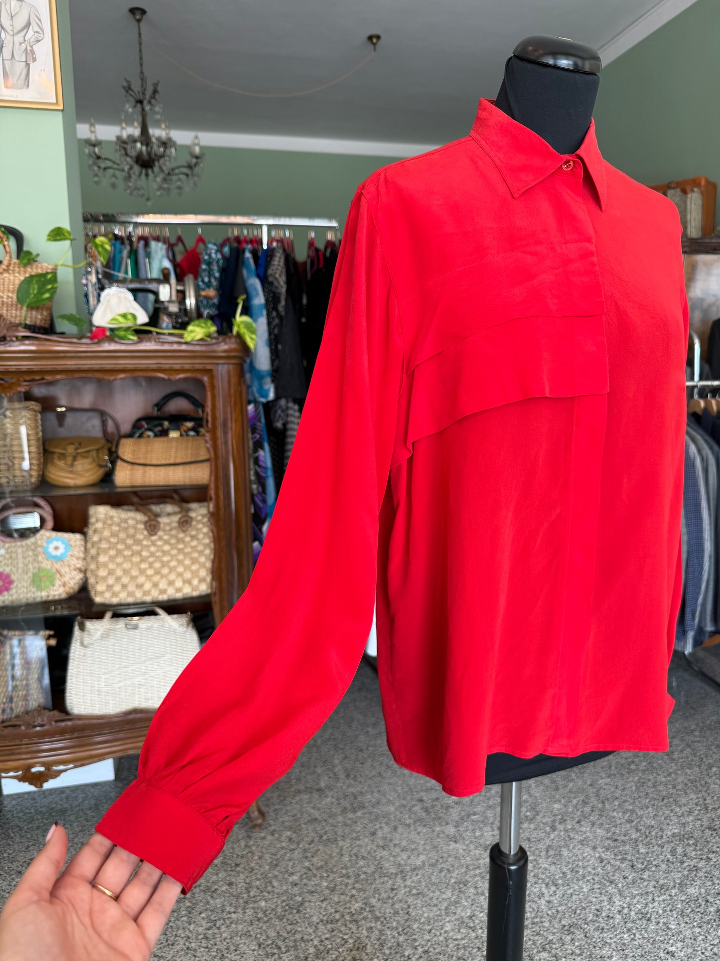 Camicia rossa in pura seta - TG. 42/44