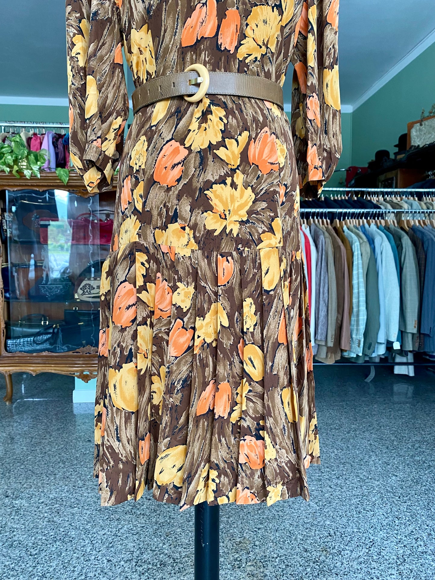 Abito in seta sartoriale con stampa pittorica - TG. 44 circa