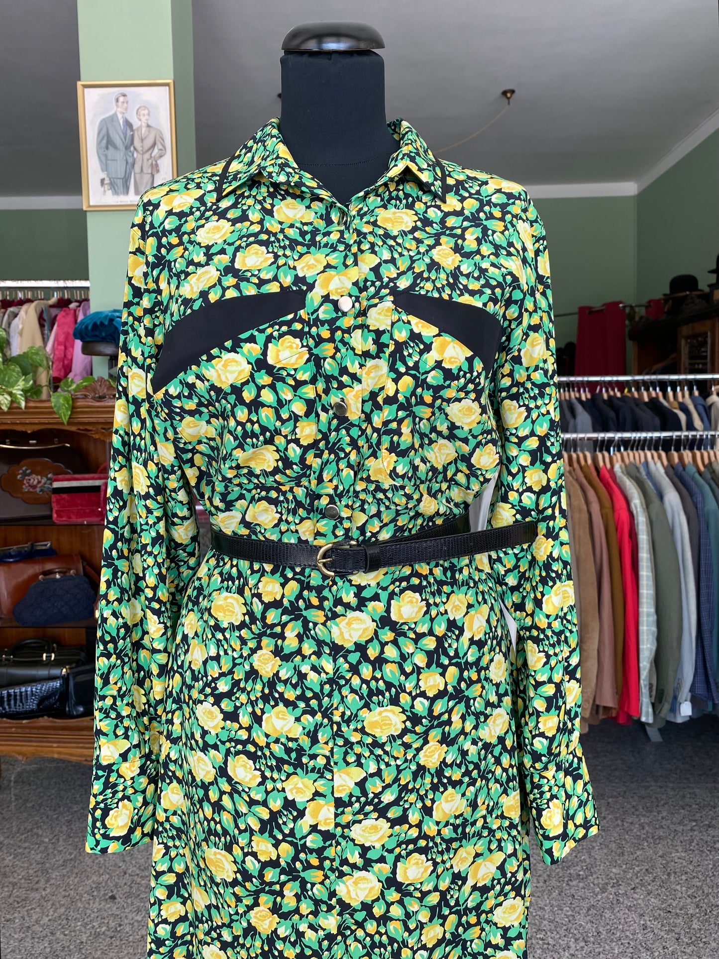 Abito in pura seta fiori gialli - TG. 46 circa