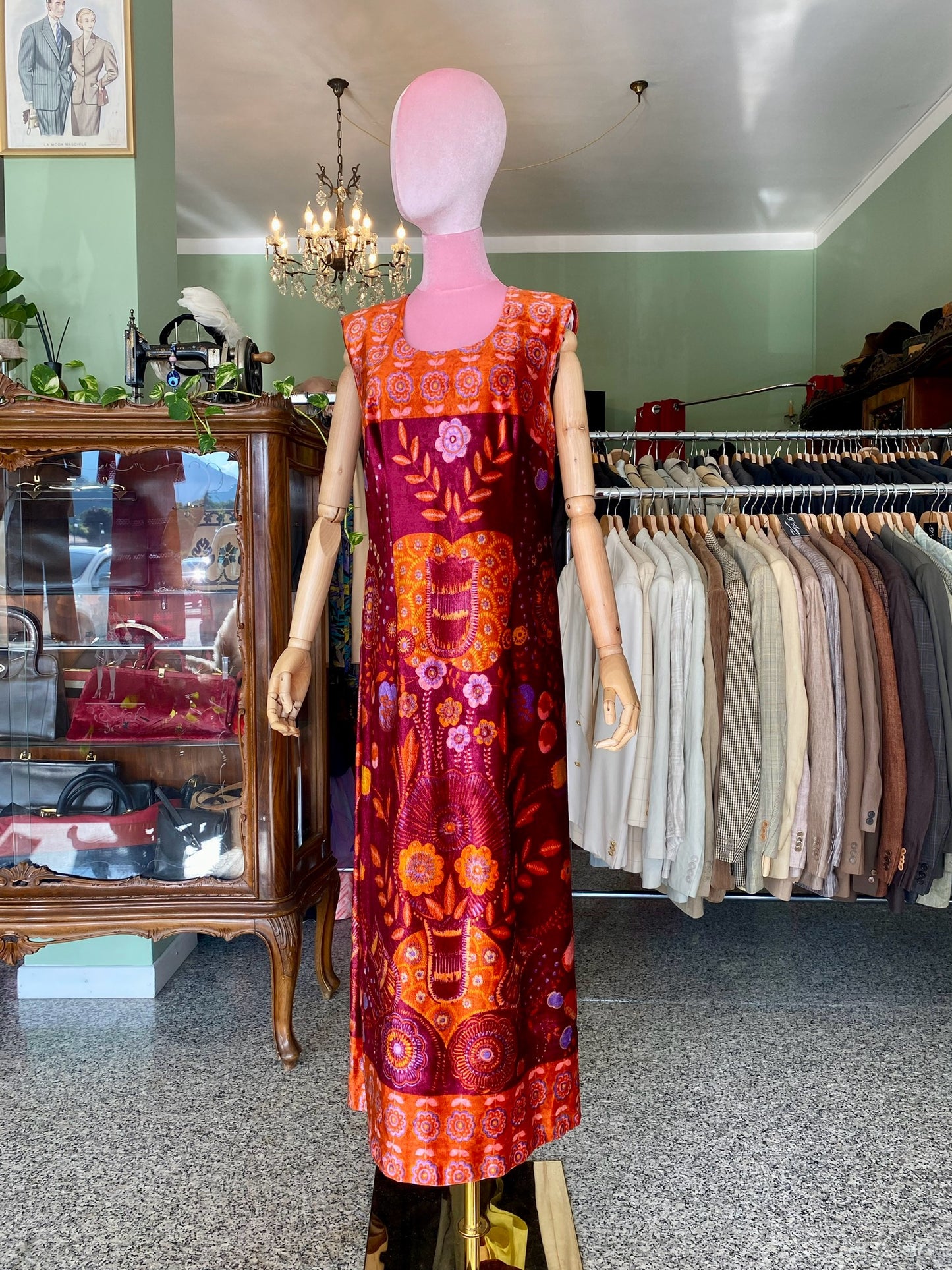 Maxi dress anni ‘70 in velour - TG. 44