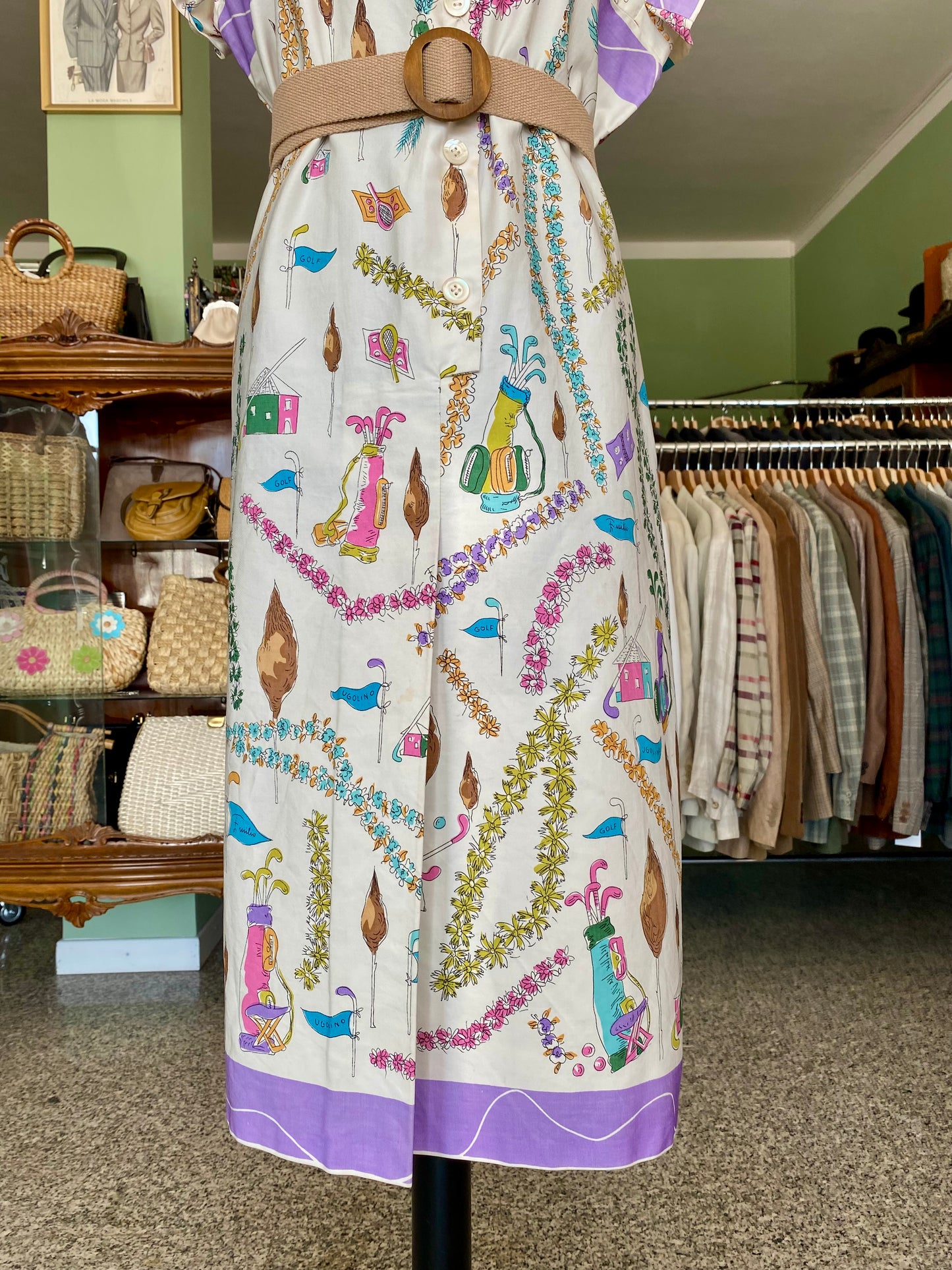 Abito sartoriale anni '60 con tessuto originale Emilio Pucci - TG. 46/48