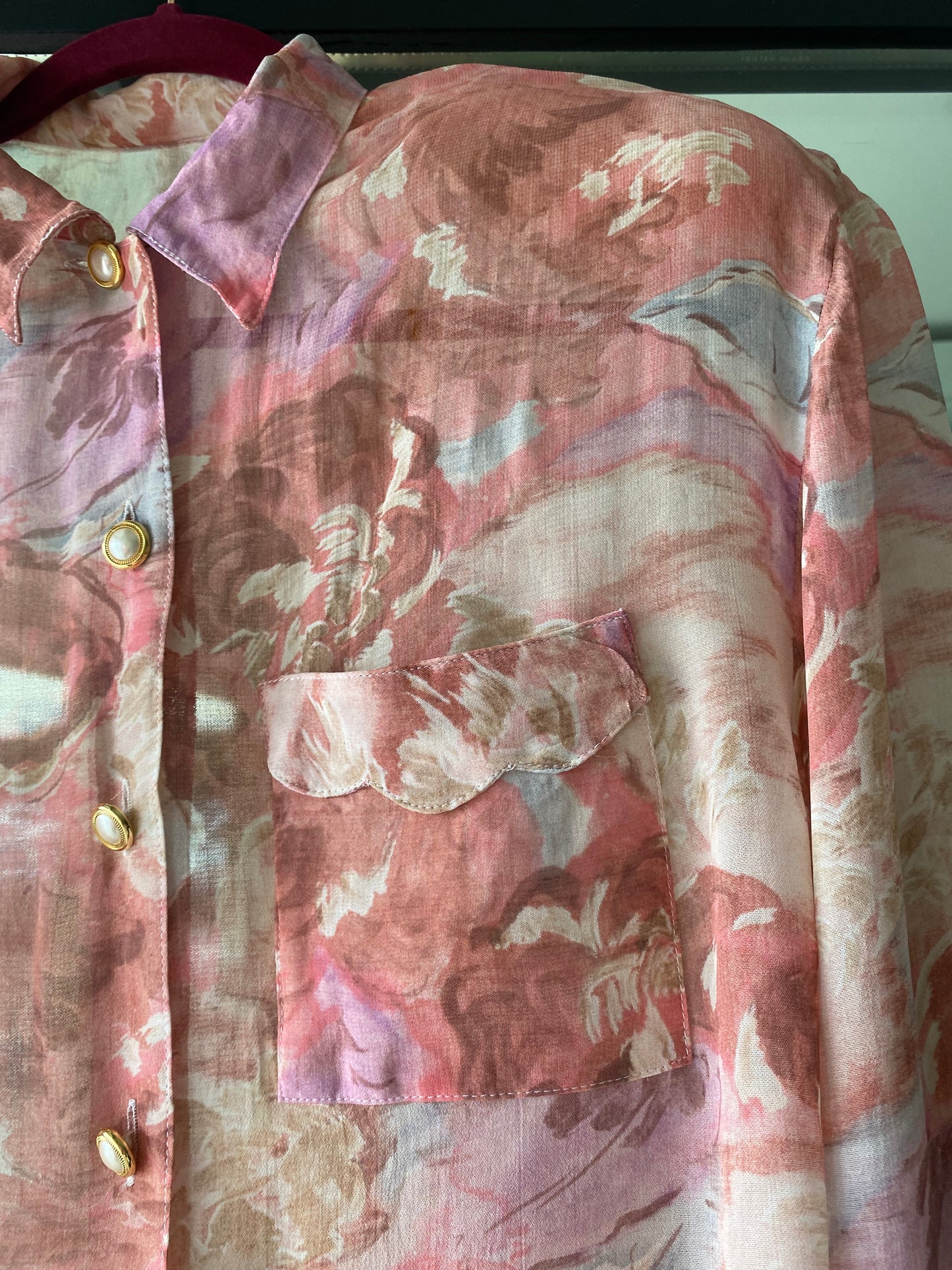 Camicia anni ‘80 stampa floreale rosa - TG. da 42 a 48