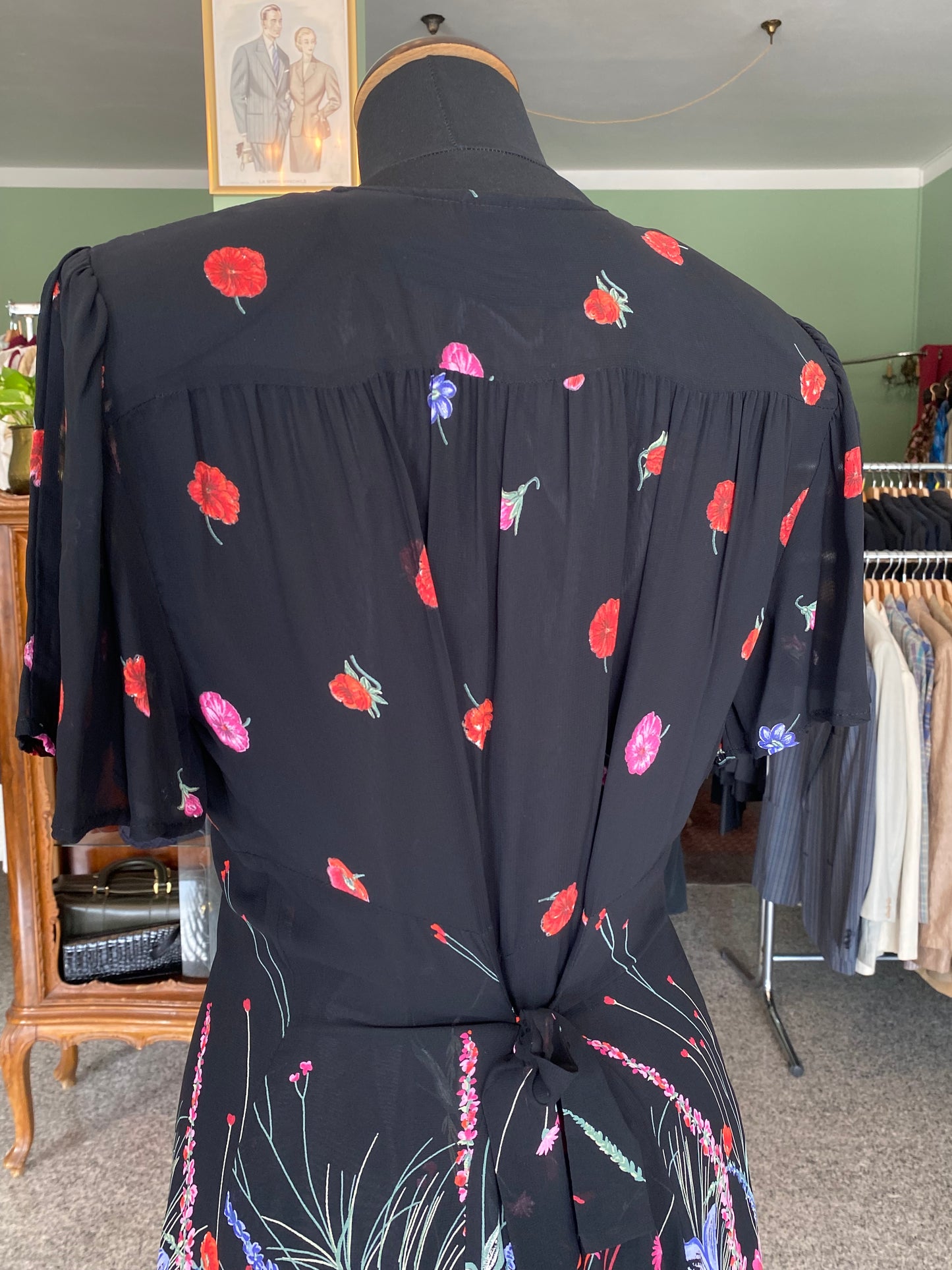 Abito anni ‘80 in georgette con stampa floreale - TG. 44 circa