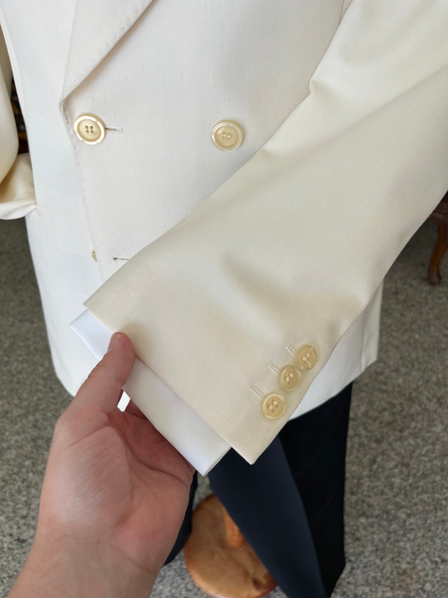Giacca smoking doppiopetto crema