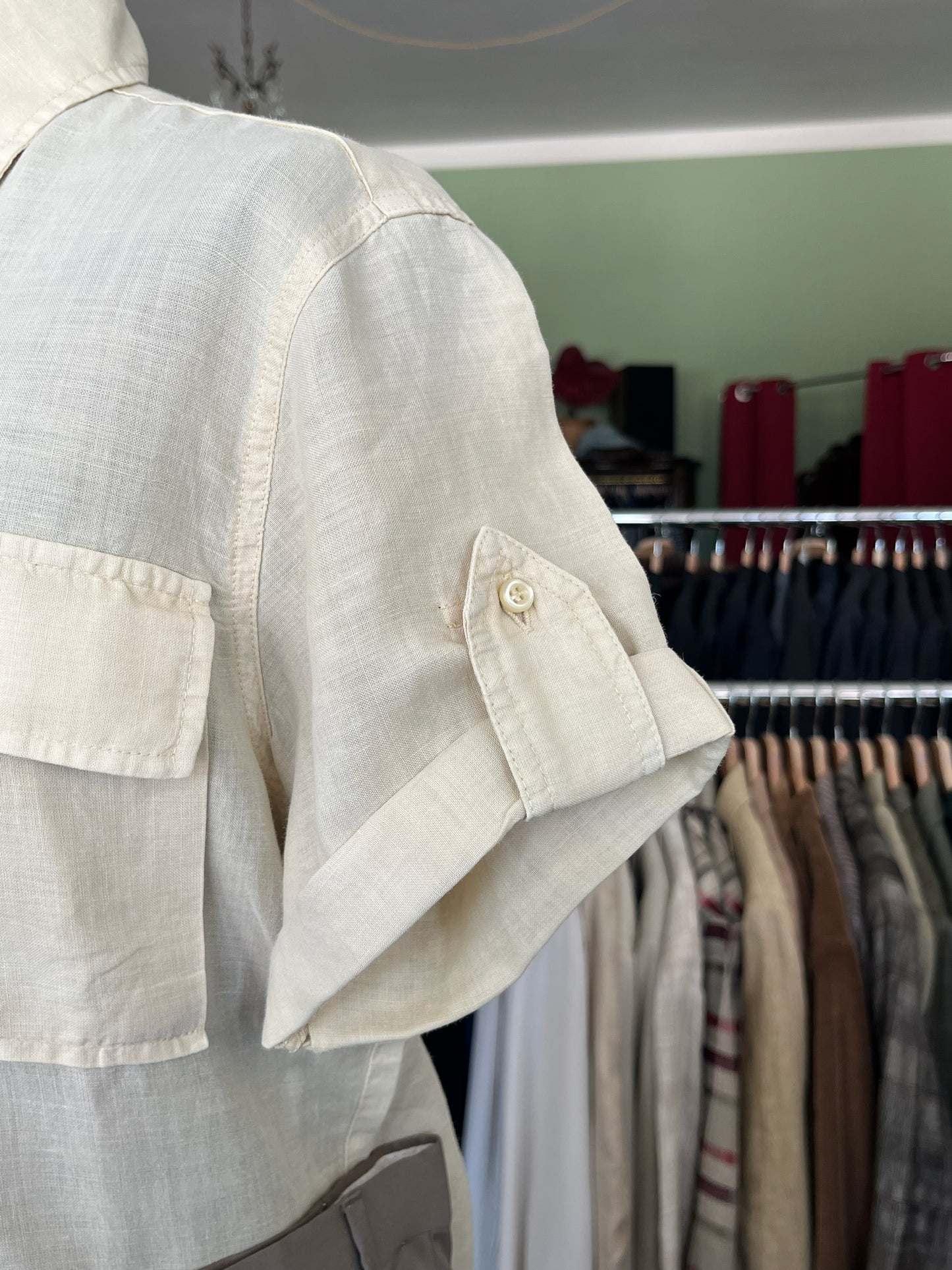 Camicia a maniche corte lino S-M