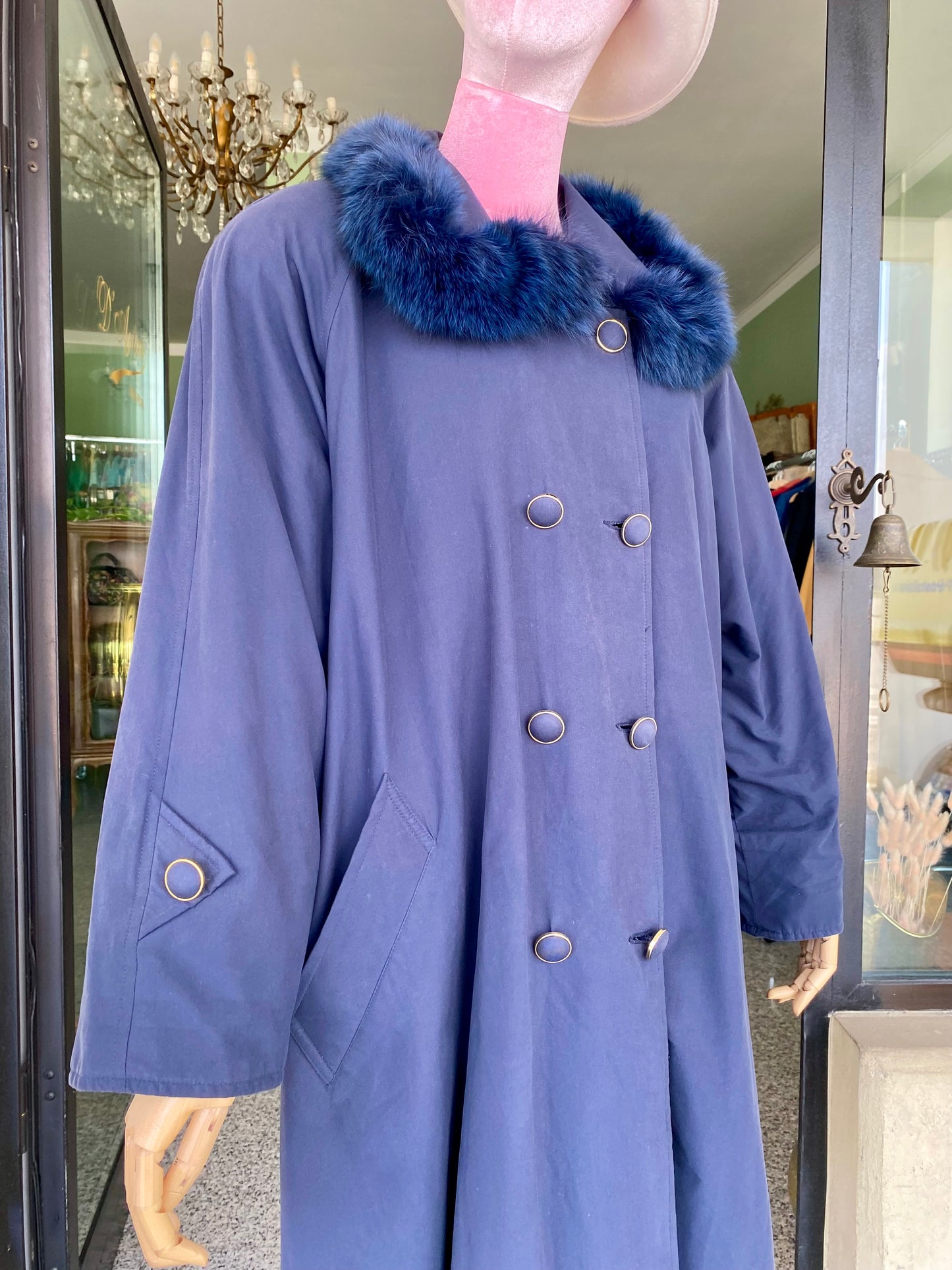 Trench blu con fodera in eco pelliccia - Per Roberta