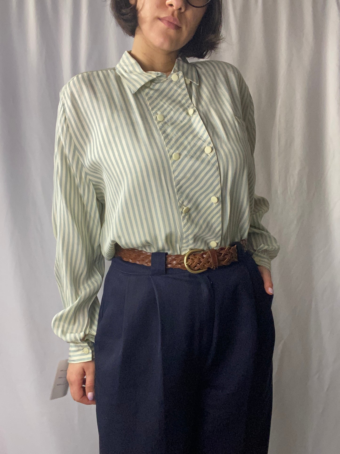 Camicia a righe panna e celeste - TG. 44/46