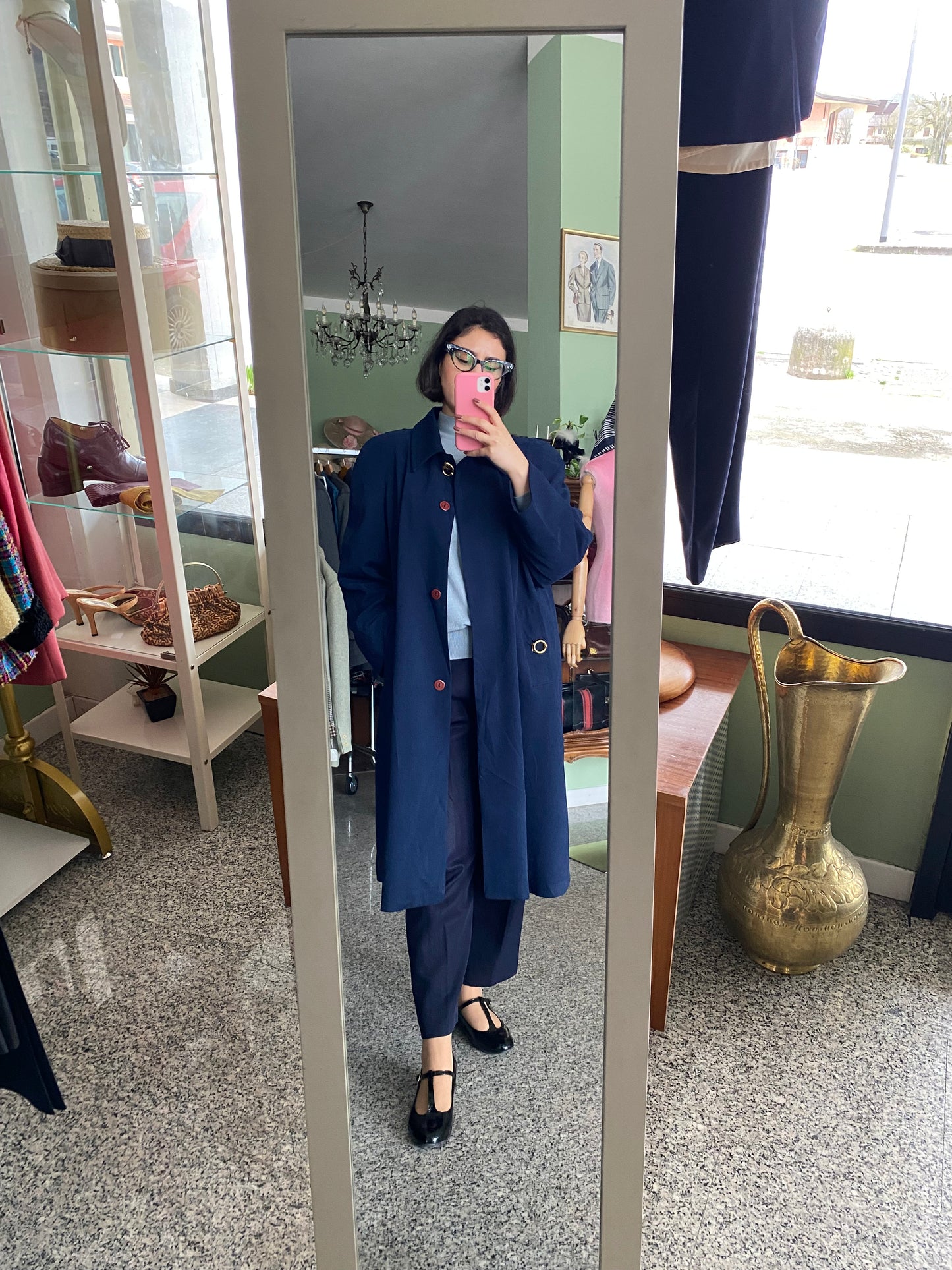 Trench blu navy con bottoni oro - TG. 44/46 circa