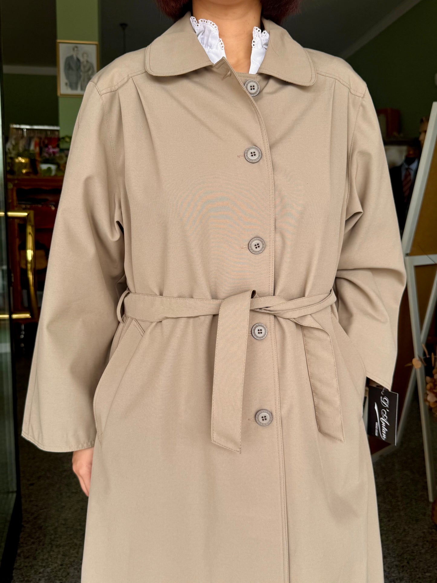 Trench beige midi anni ‘60 con cintura- TG. 42 - 46