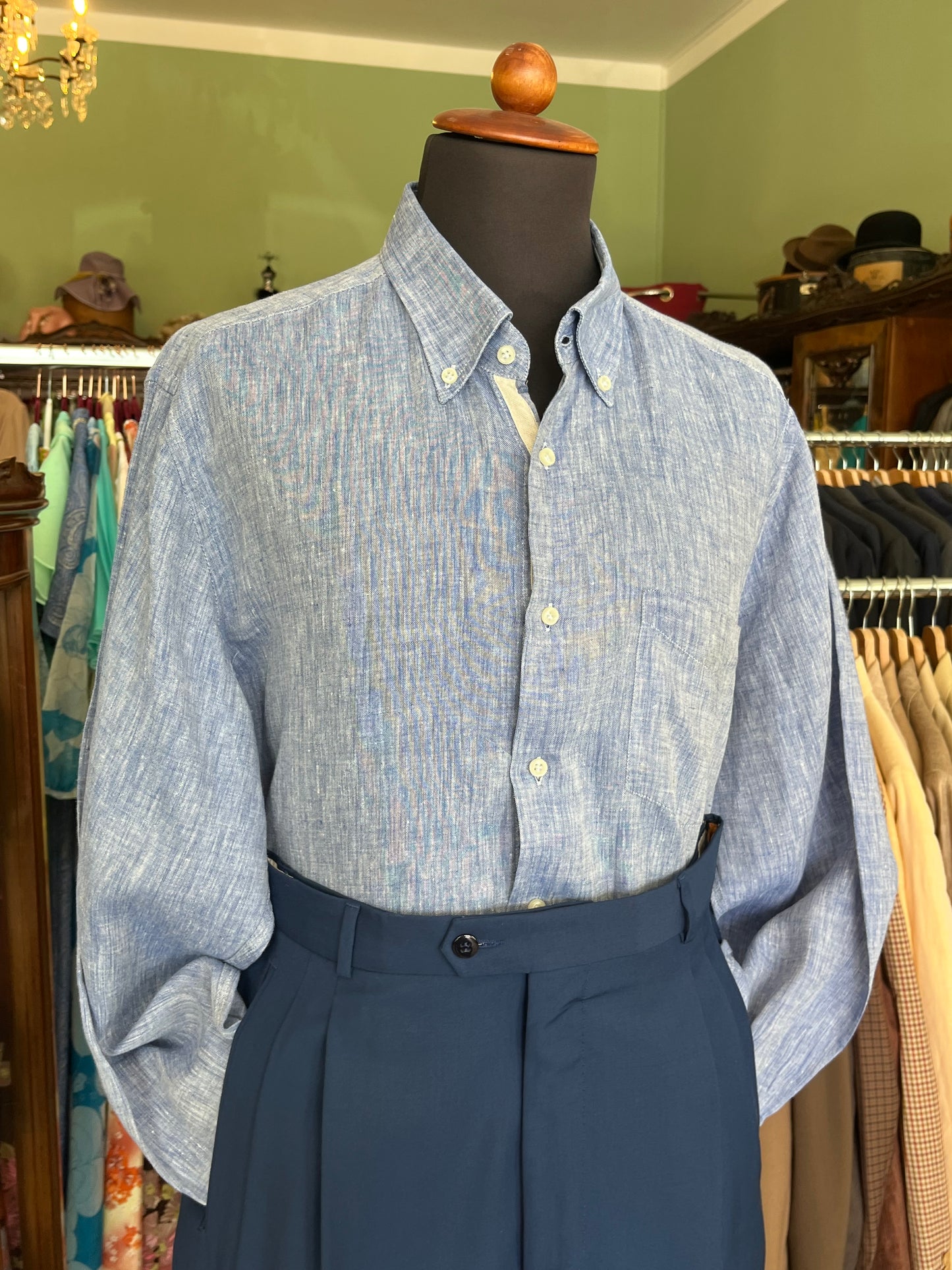 Camicia puro lino button-down tg. L-XL
