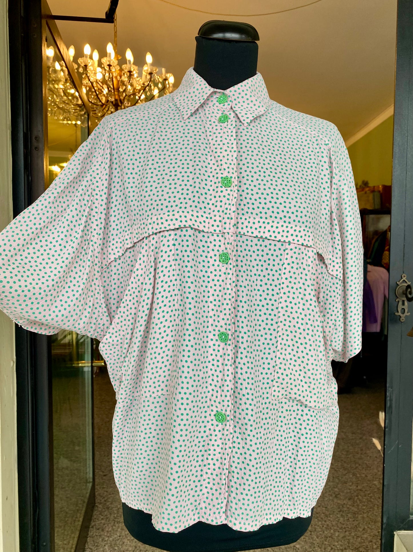 Camicia con piccoli pois verdi - TG. 44/46/48