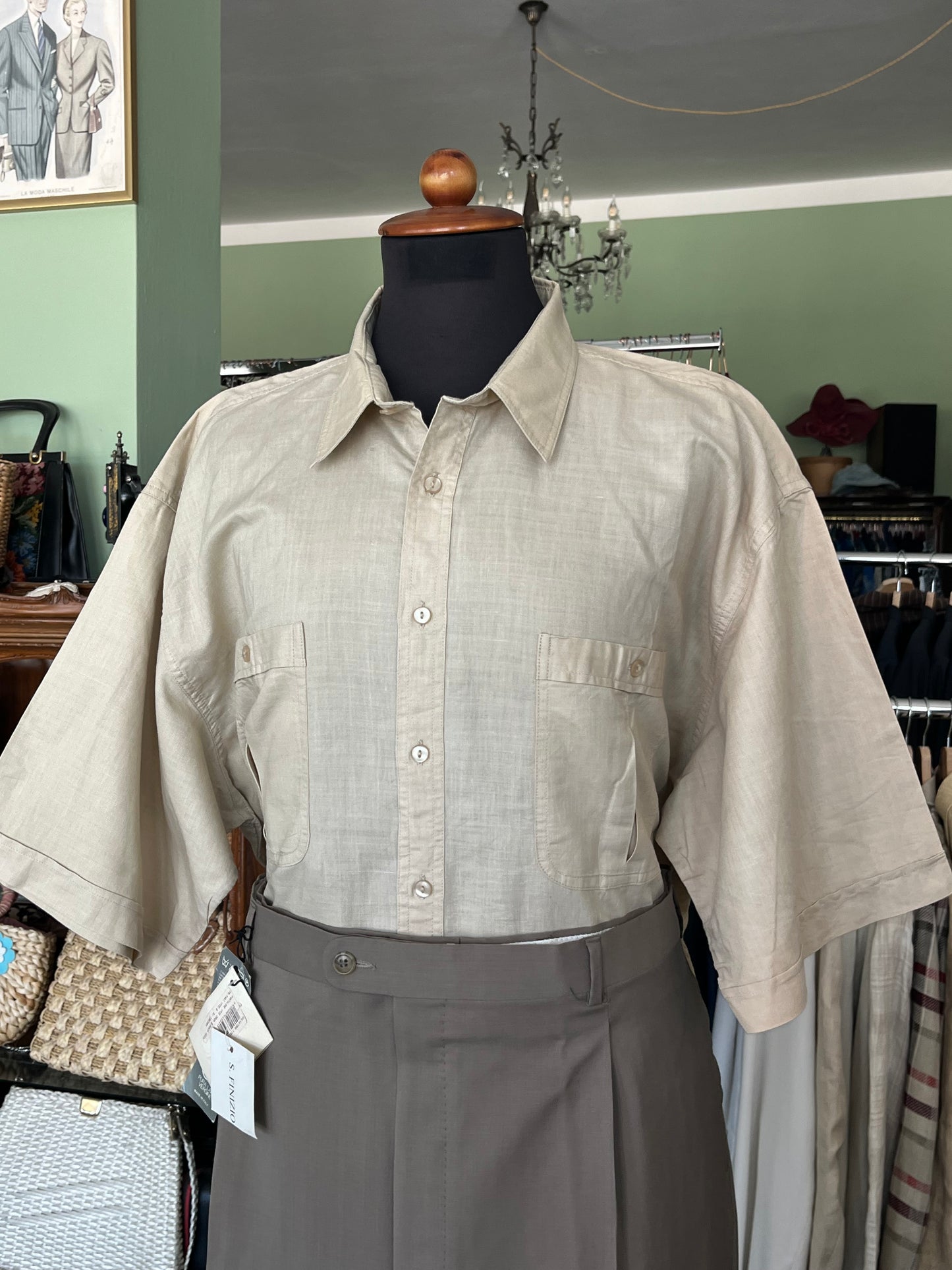 Camicia a maniche corte lino XL-XXL