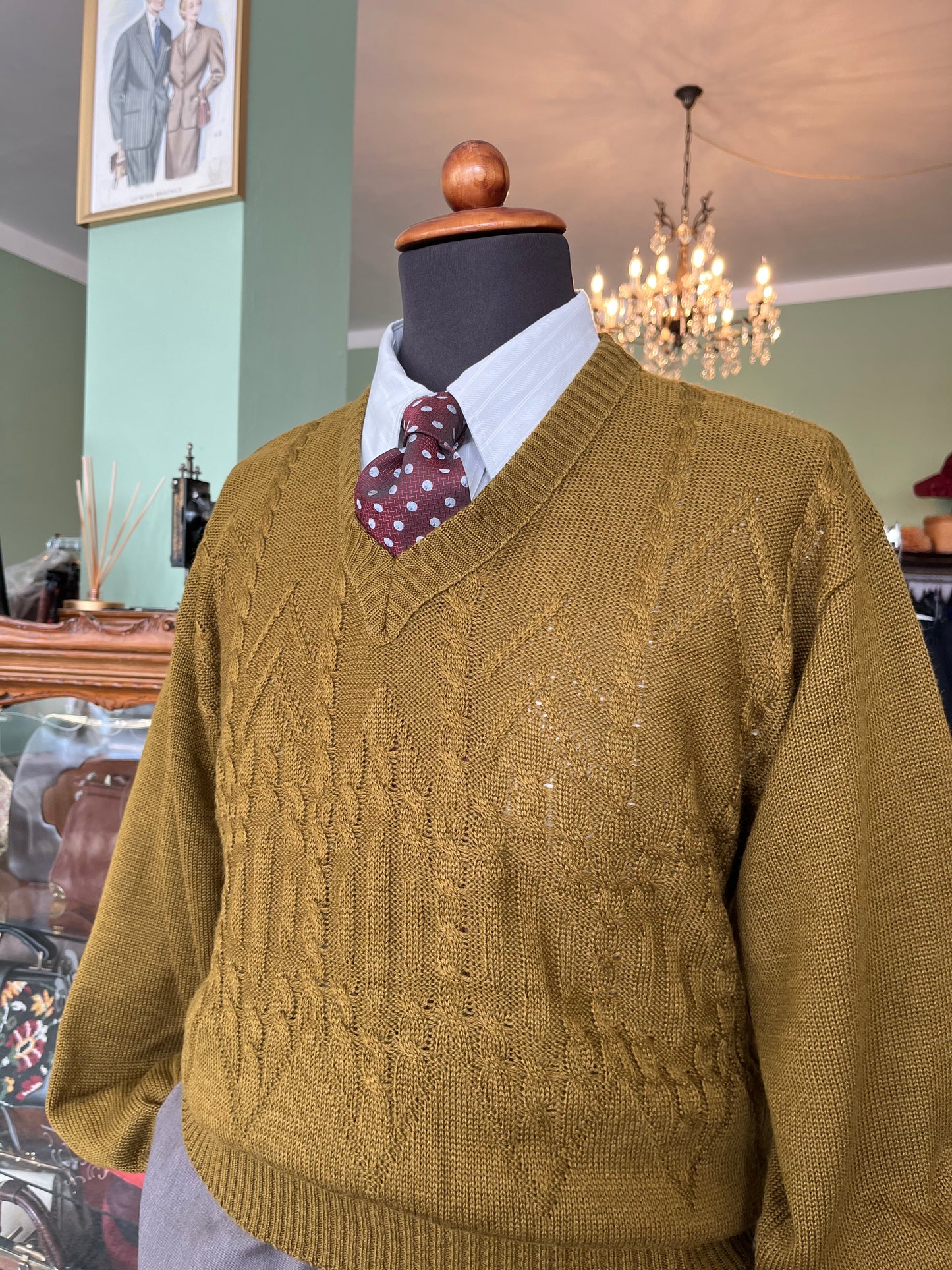 Maglione scollo a V anni '70 tg. M-L