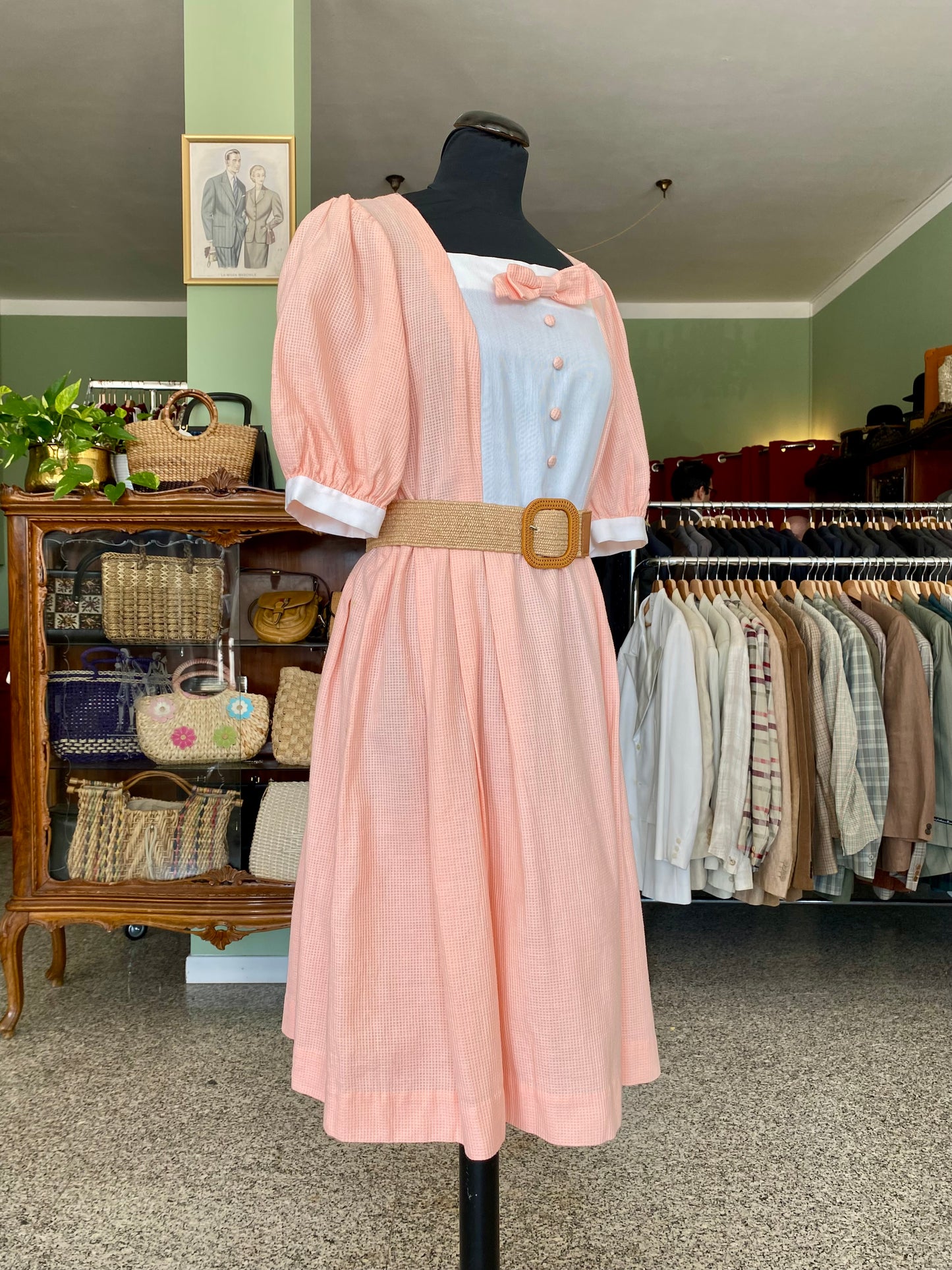 Abito Vintage Sartoriale Anni ’60 in Piqué di Cotone - TG. 46