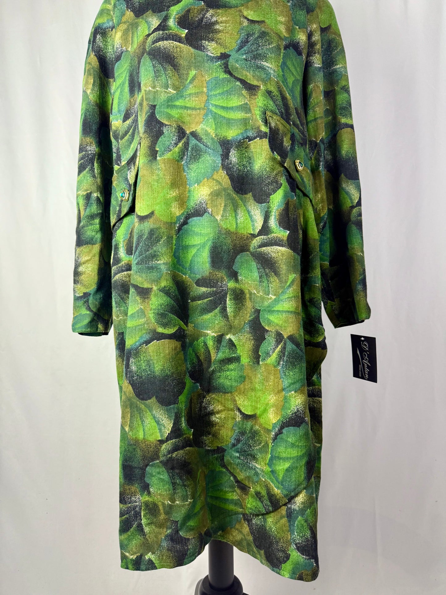 Abito in pura lana con stampa foglie - TG. 48/50