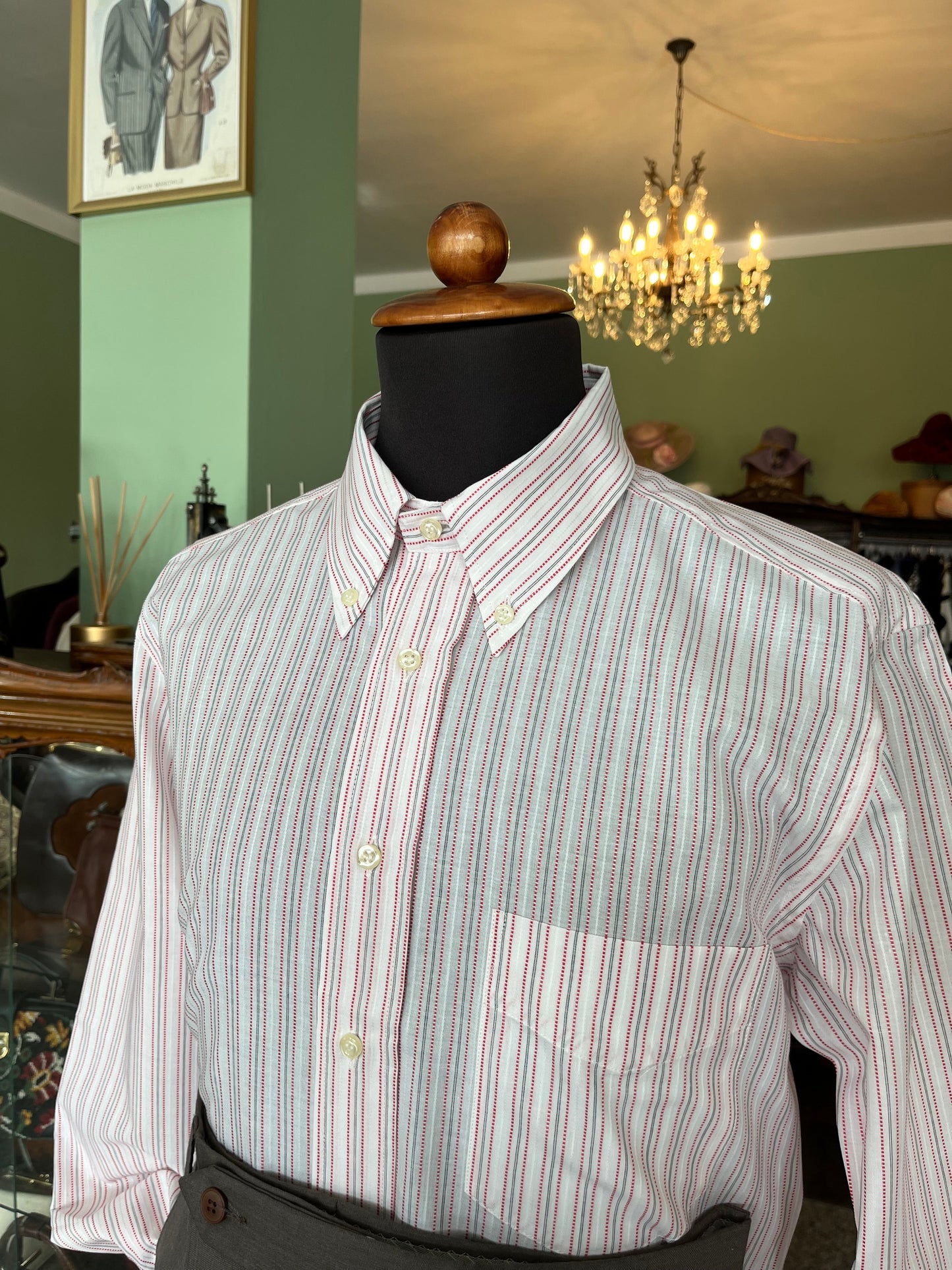 Camicia anni ‘80 bianca e rossa tg. L