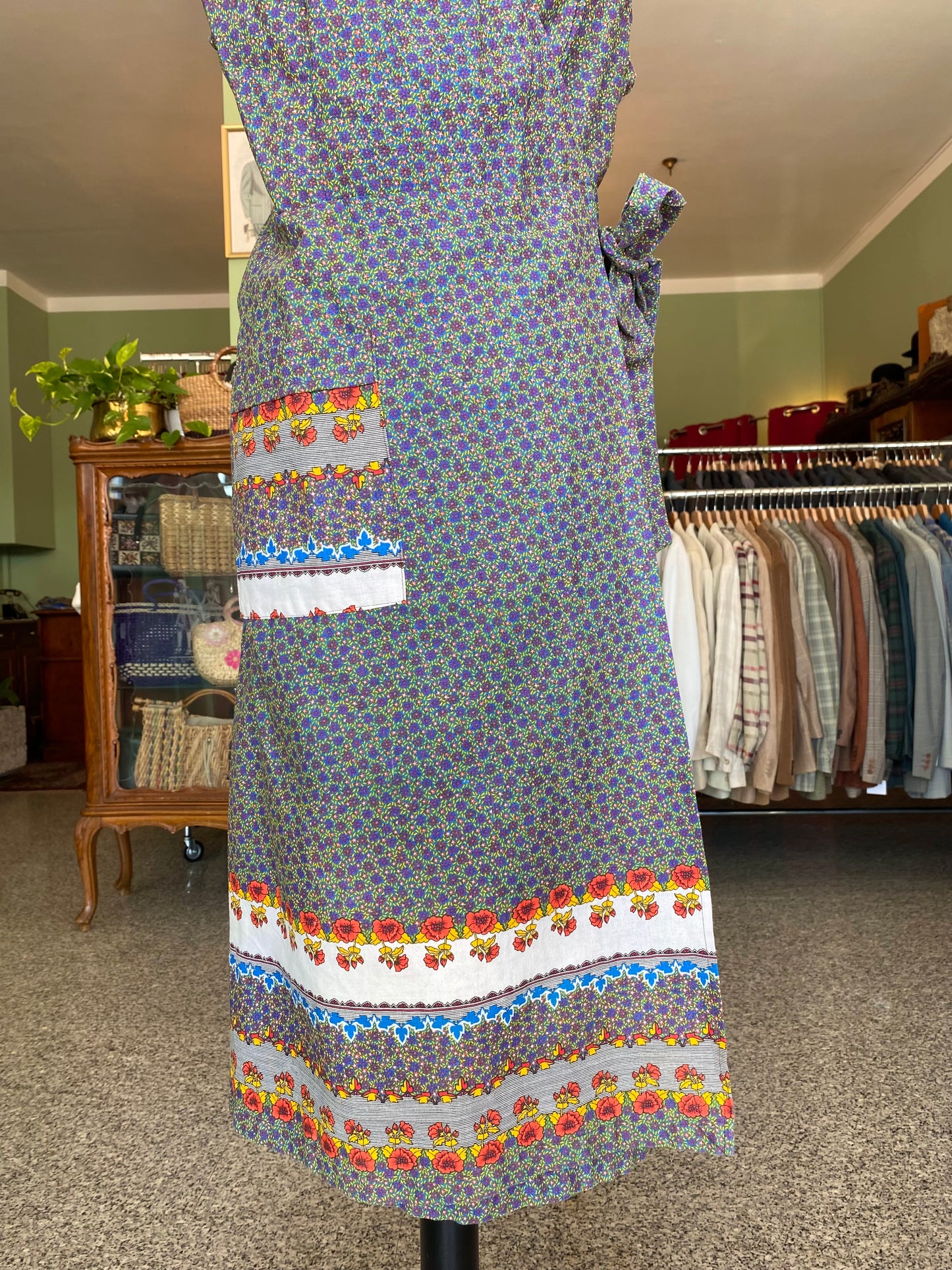 Abito portafoglio anni '70 in cotone vintage – fondo di magazzino - TG. 46/48